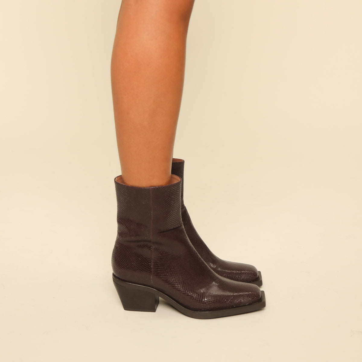 Ghalia Bordeaux Rept Low Boot by Esska