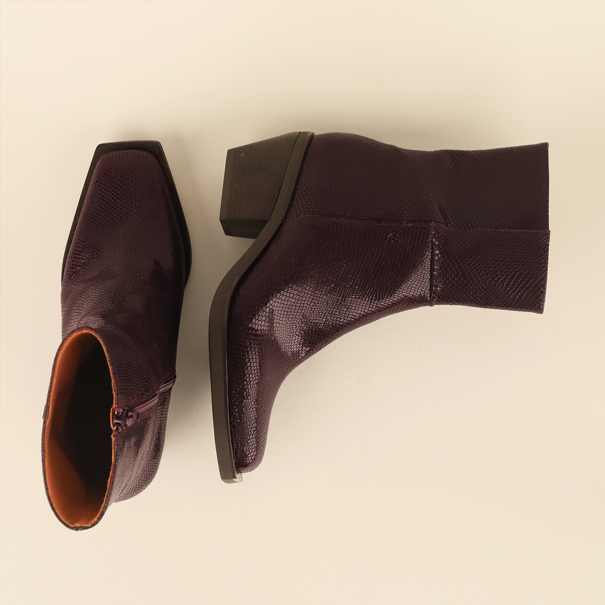 Ghalia Bordeaux Rept Low Boot by Esska