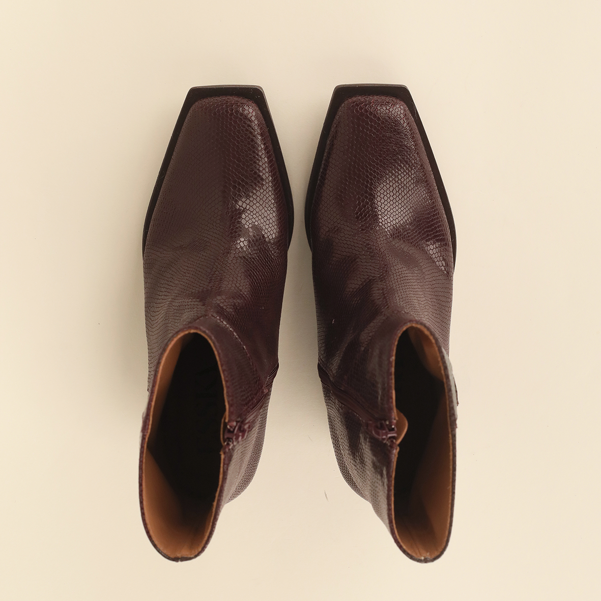 Ghalia Bordeaux Rept Low Boot by Esska