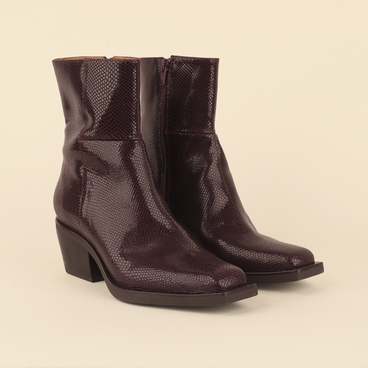 Ghalia Bordeaux Rept Low Boot by Esska
