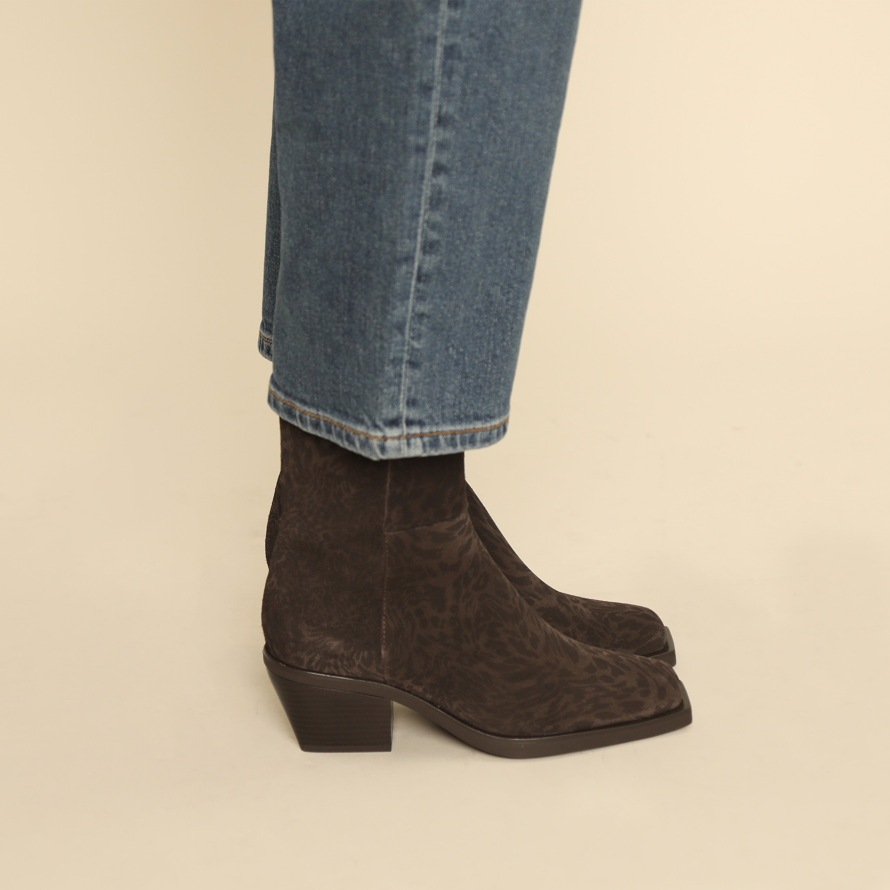 Ghalia Dark Brown Leopard Low Boot by Esska
