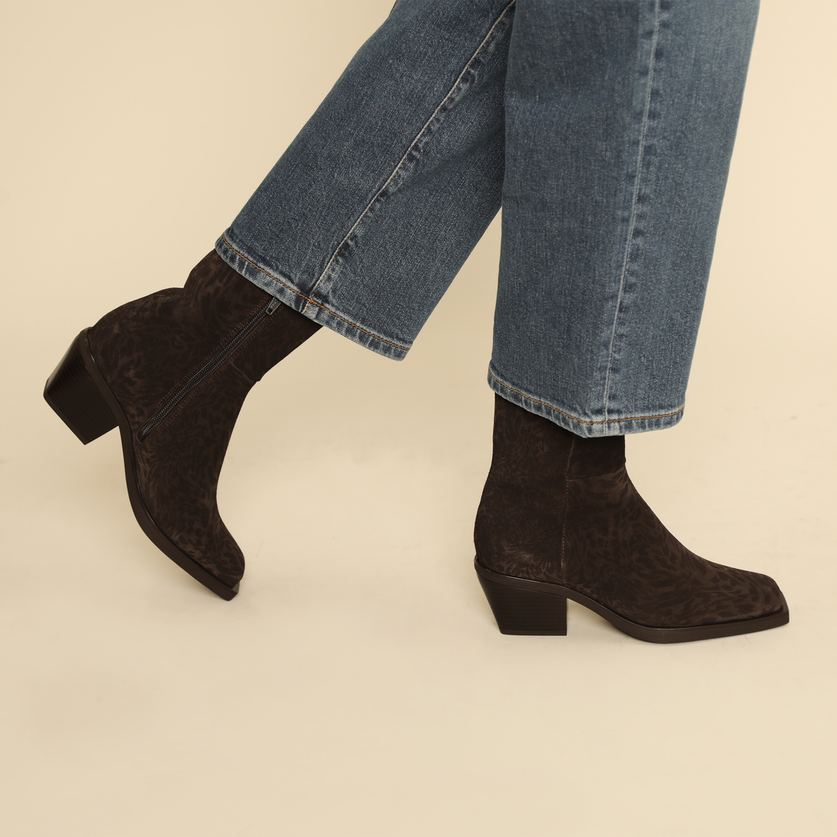 Ghalia Dark Brown Leopard Low Boot by Esska