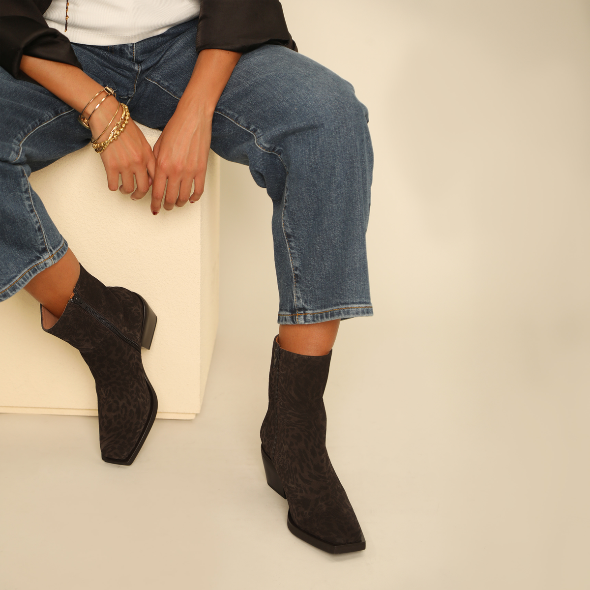 Ghalia Dark Brown Leopard Low Boot by Esska