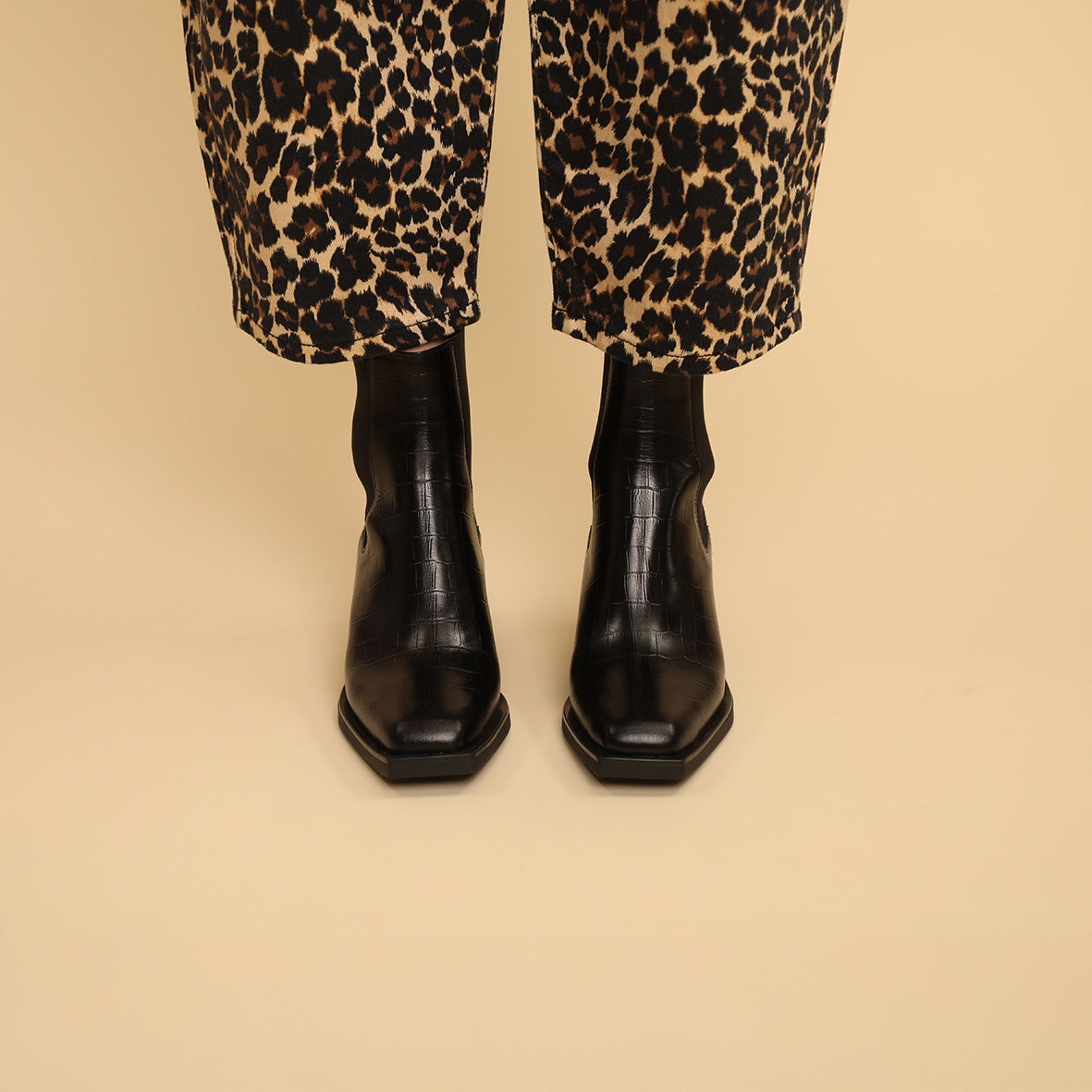 Gillian Croc Black Low Boot by Esska Shoes Ltd