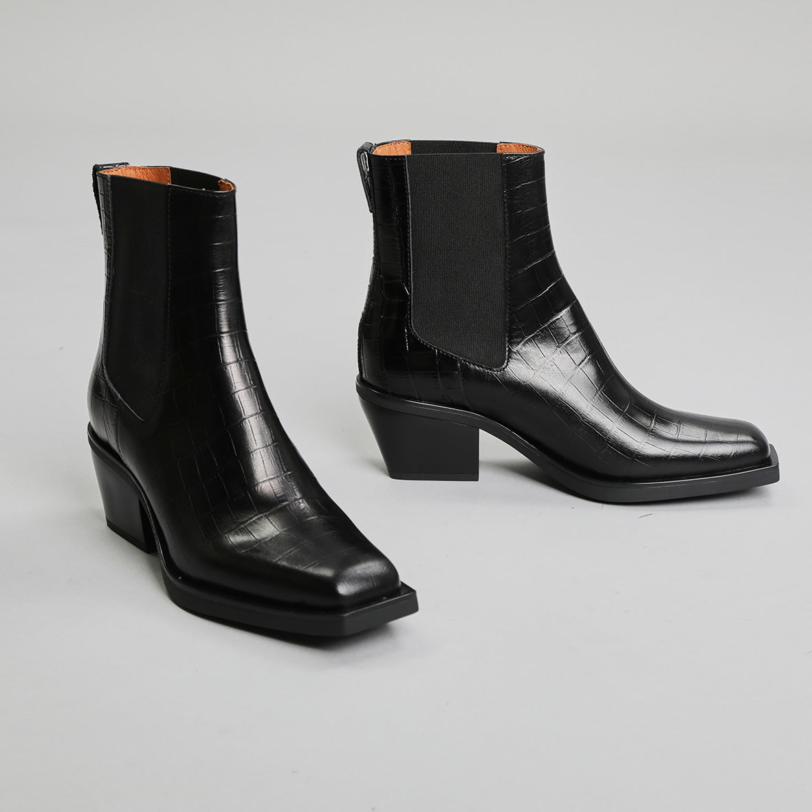 Gillian Croc Black Low Boot by Esska Shoes Ltd