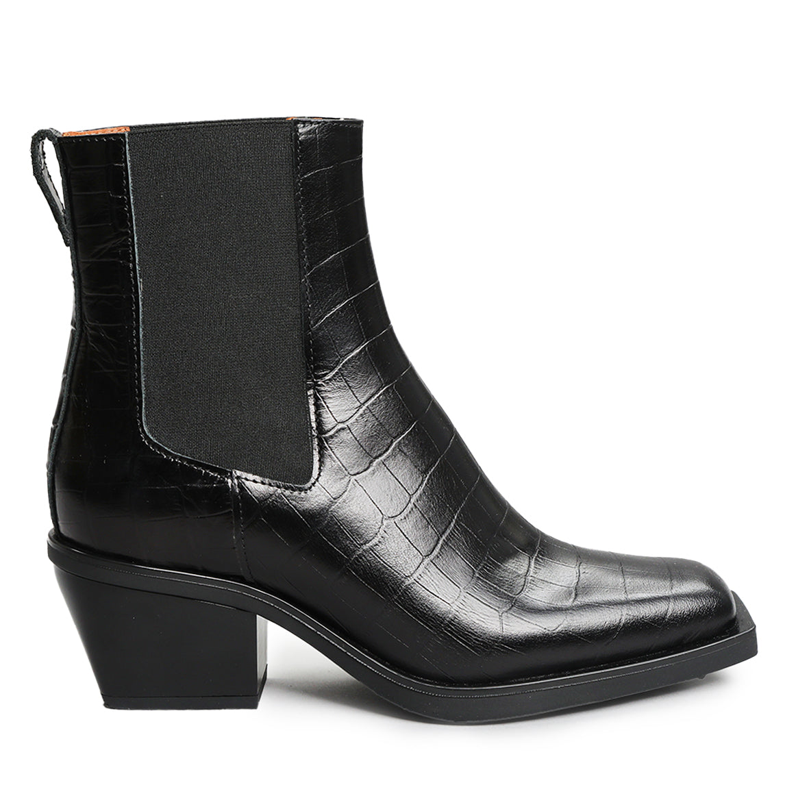 Gillian Croc Black Low Boot by Esska Shoes Ltd