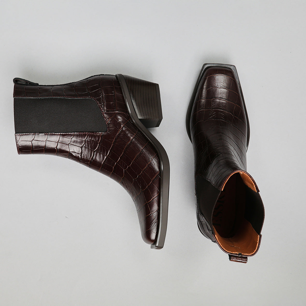 Gillian Croc Dark Brown Low Boot by Esska Shoes Ltd