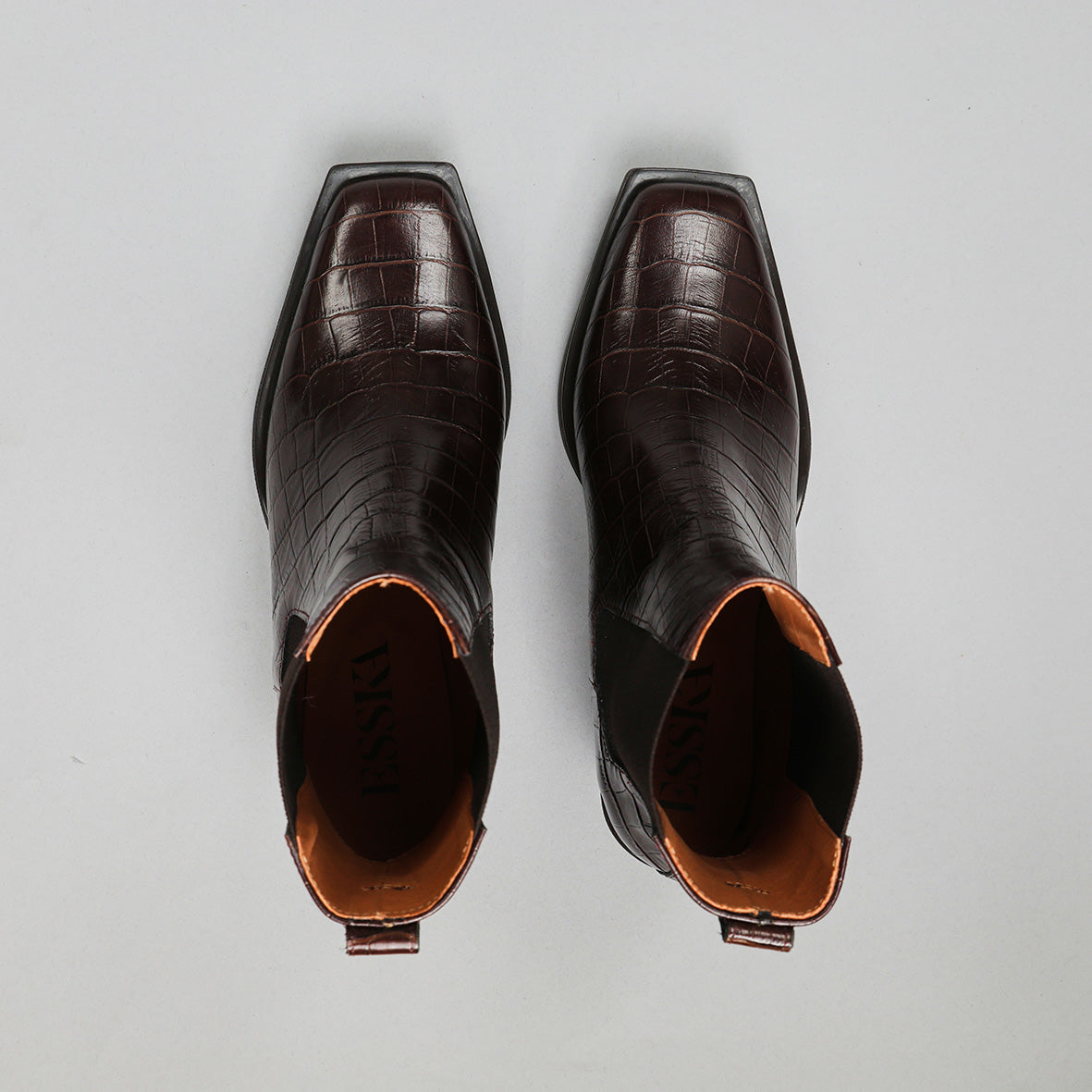 Gillian Croc Dark Brown Low Boot by Esska Shoes Ltd