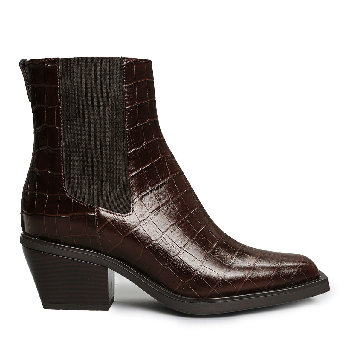 Gillian Croc Dark Brown Low Boot by Esska Shoes Ltd