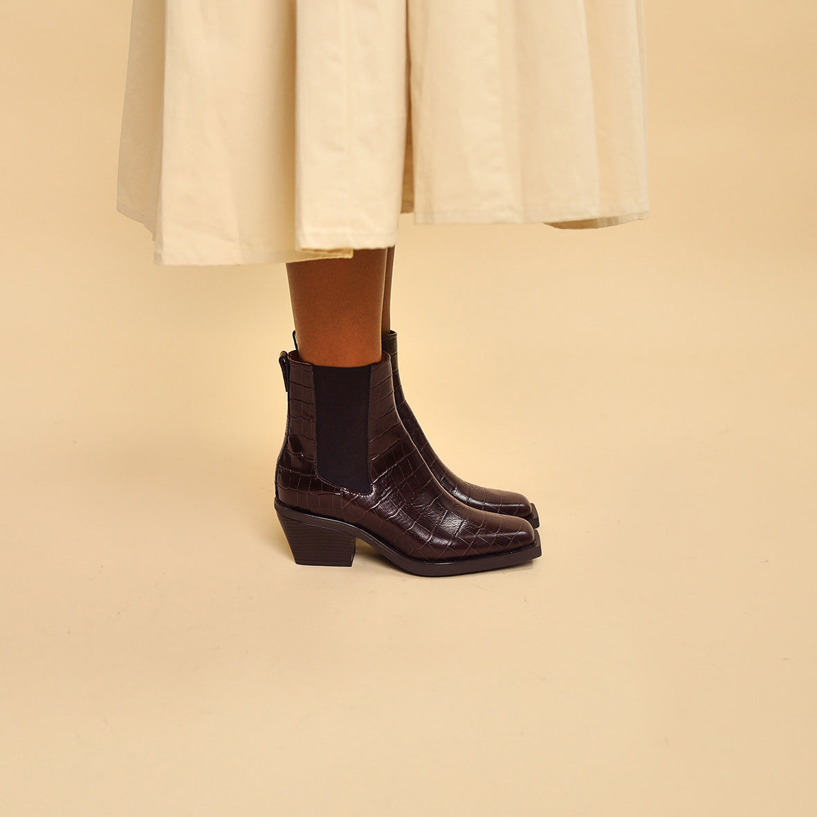 Gillian Croc Dark Brown Low Boot by Esska Shoes Ltd