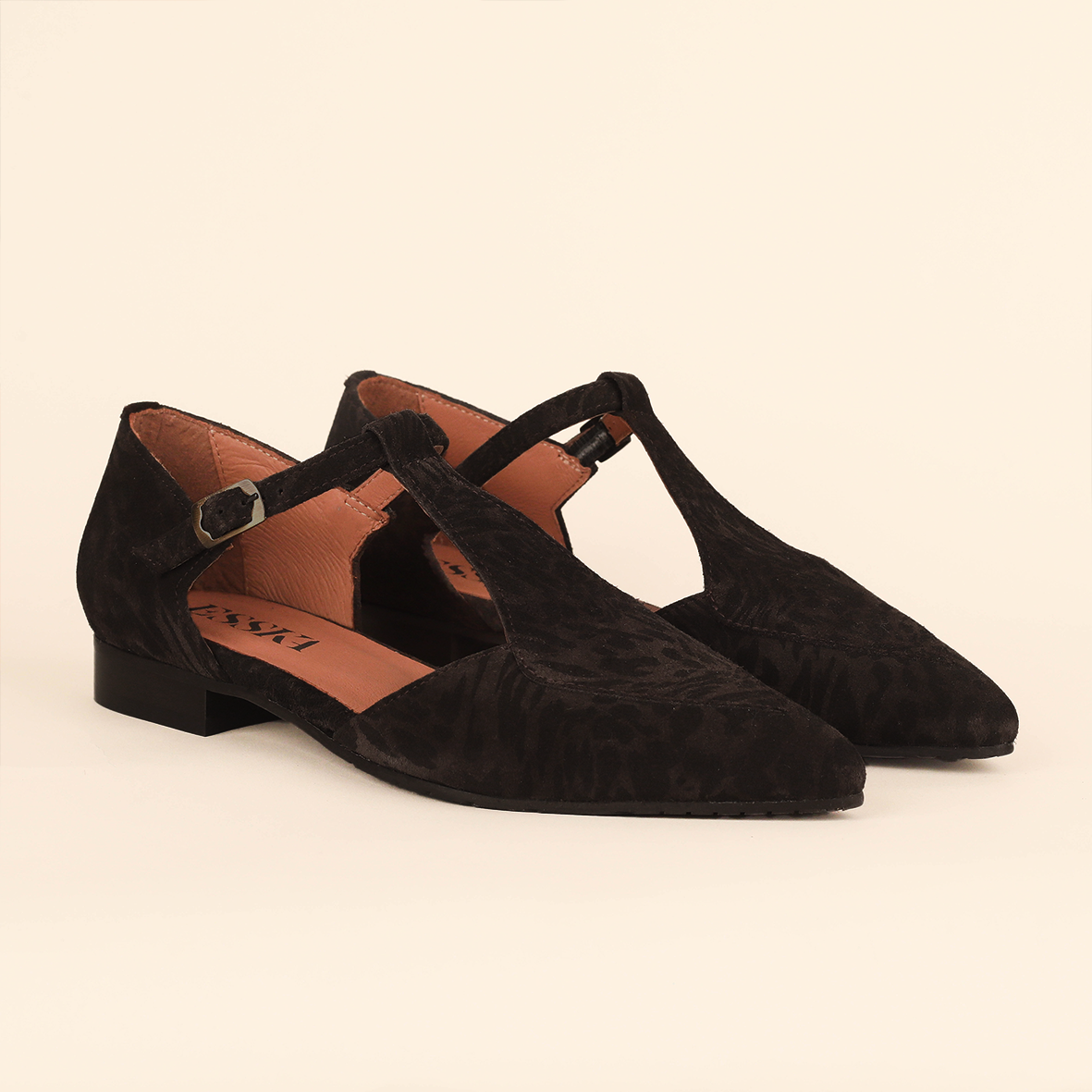 Harmony Dark Brown Leopard Flat Shoe by Esska