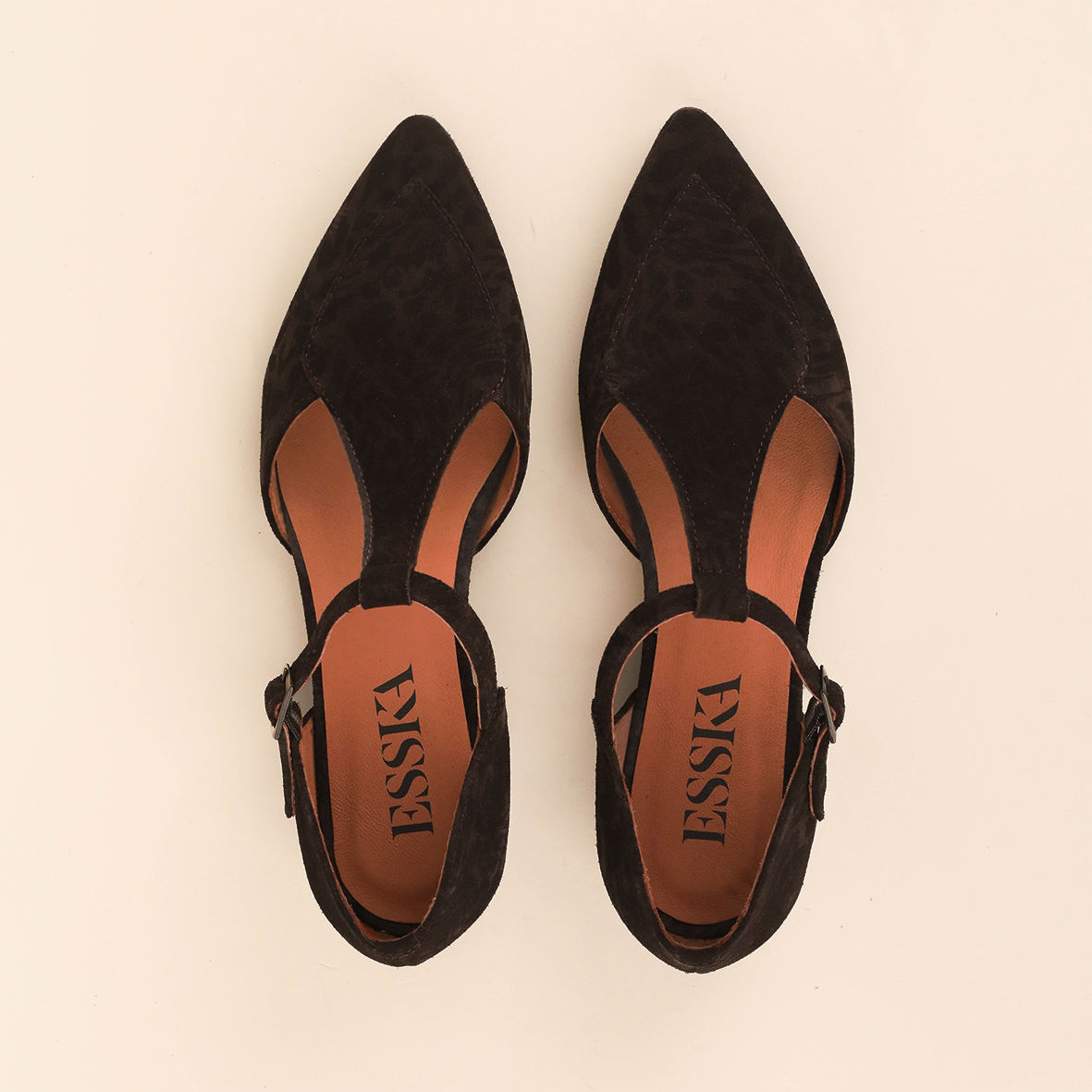 Harmony Dark Brown Leopard Flat Shoe by Esska