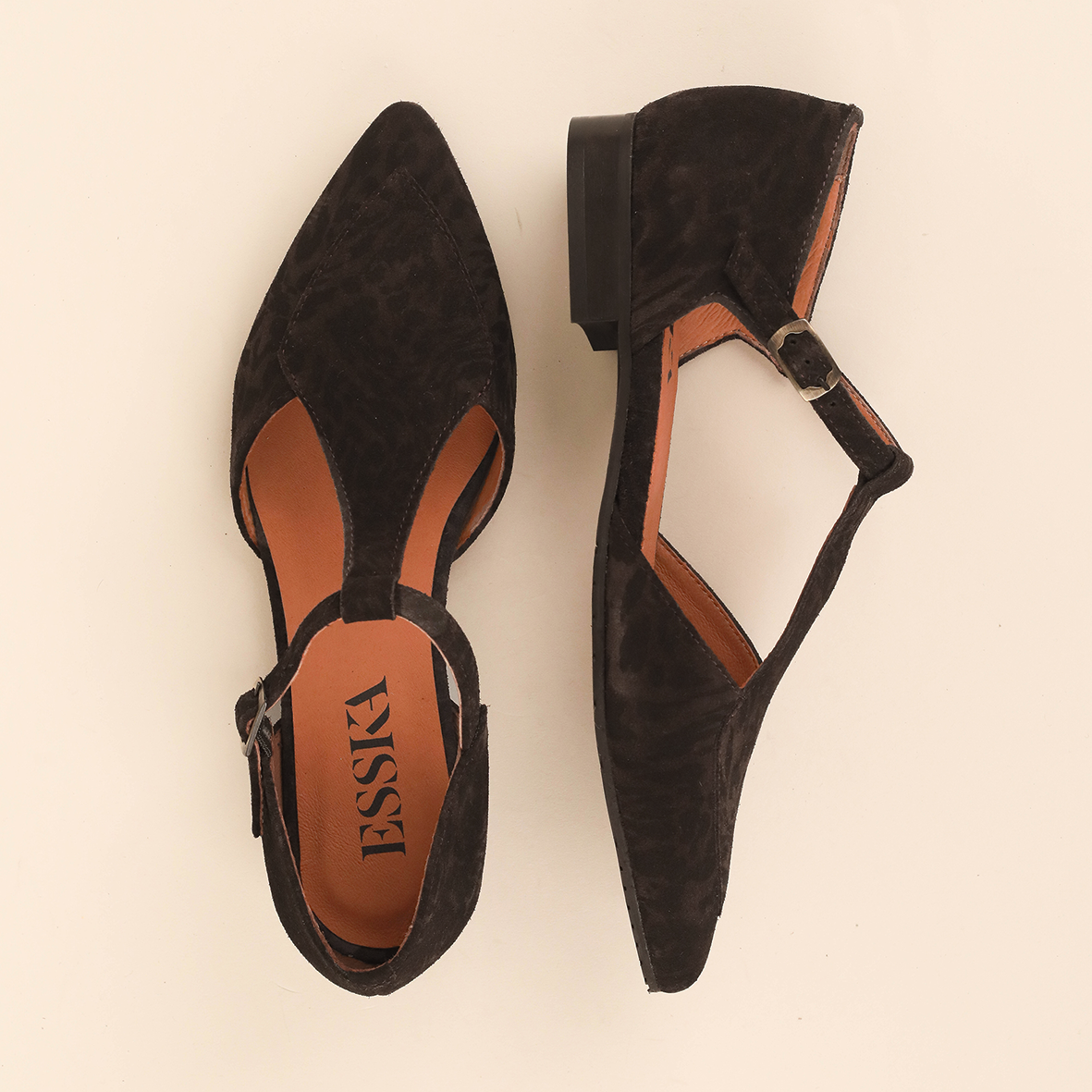 Harmony Dark Brown Leopard Flat Shoe by Esska