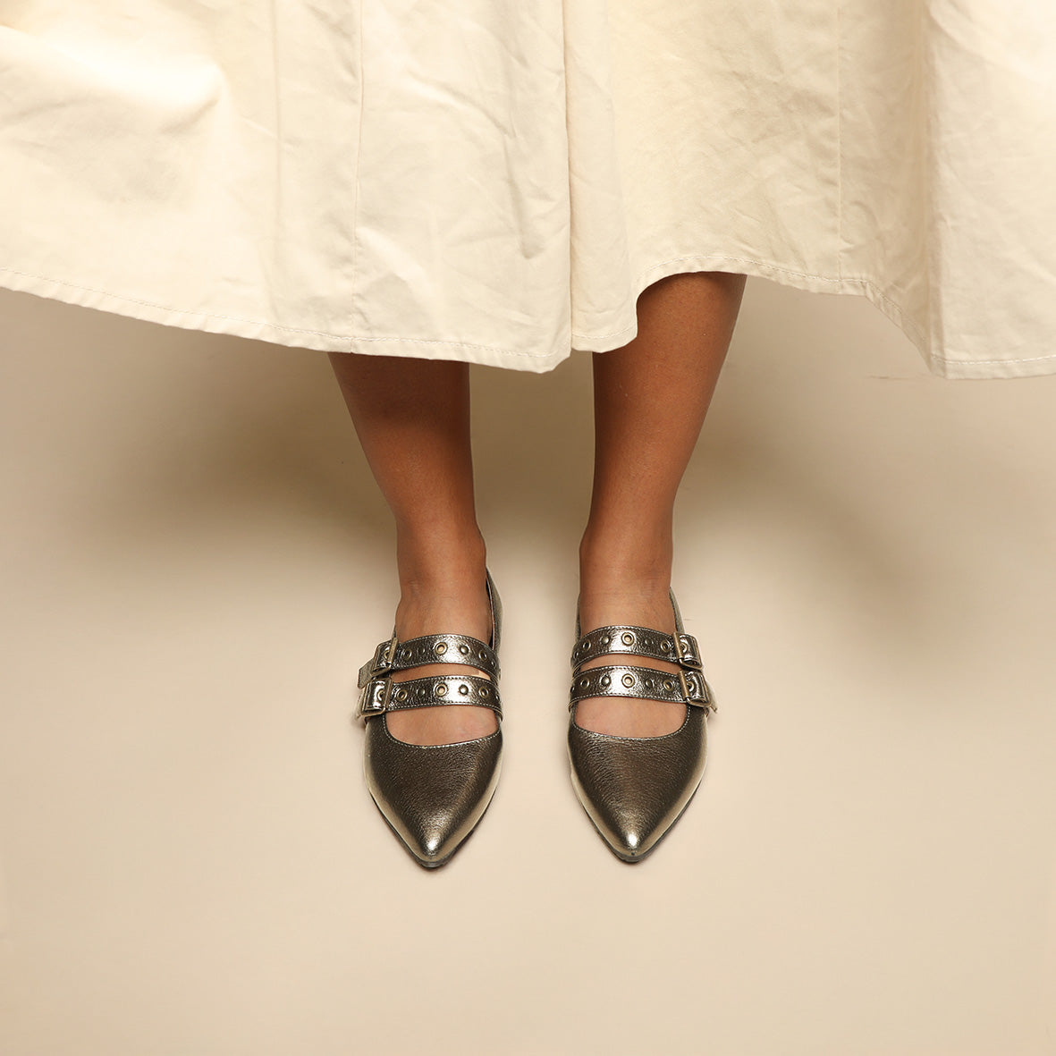 Harper Metallic Graphito Flat Shoe by Esska Shoes Ltd