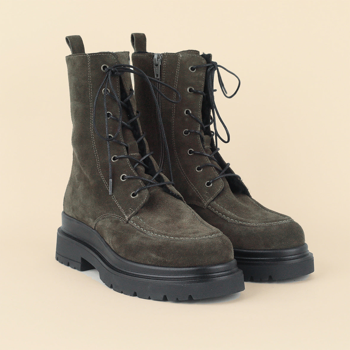 Hayes Khaki Flat Boot by Esska