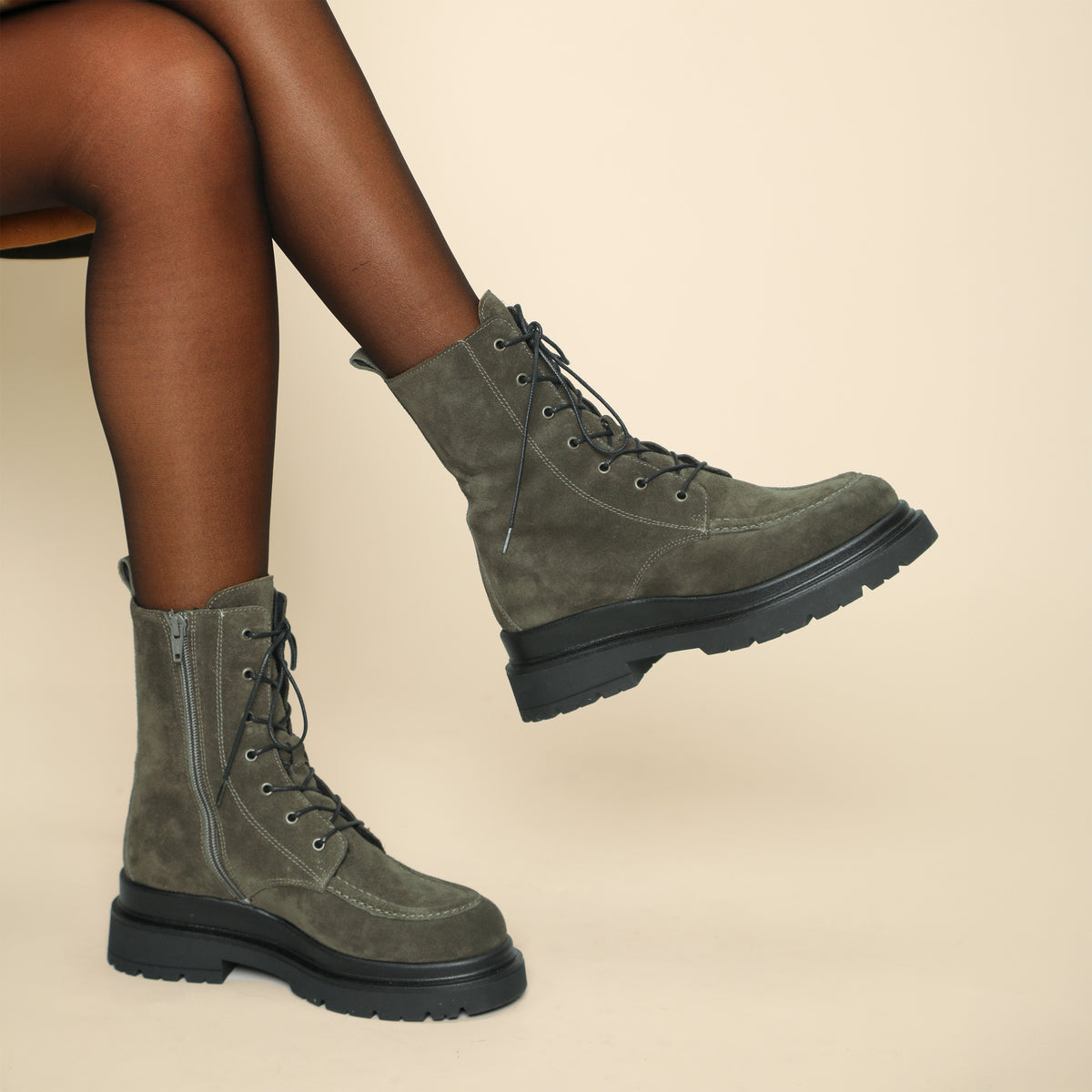 Hayes Khaki Flat Boot by Esska