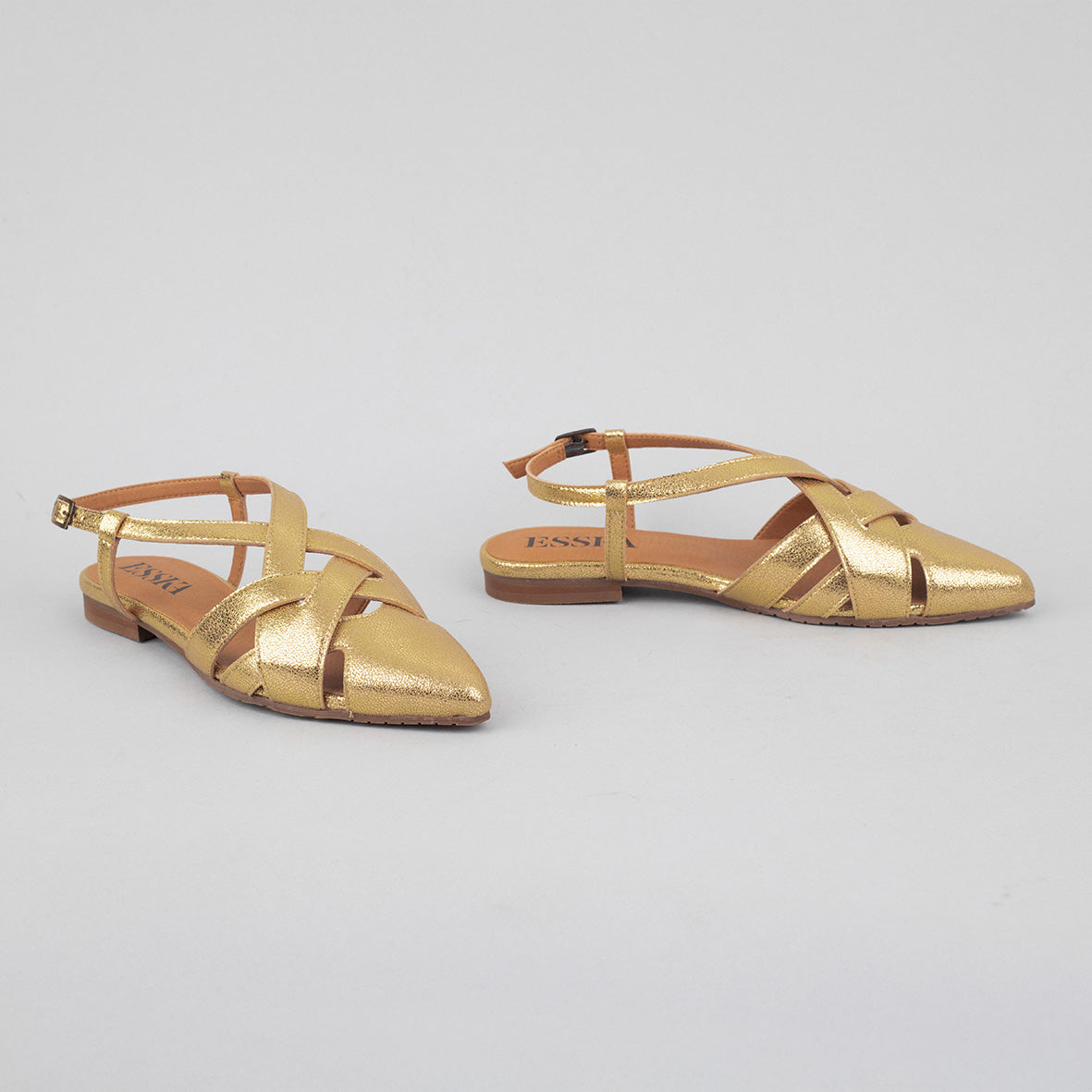 Heidi Vegan Gold Flat Shoe by Esska