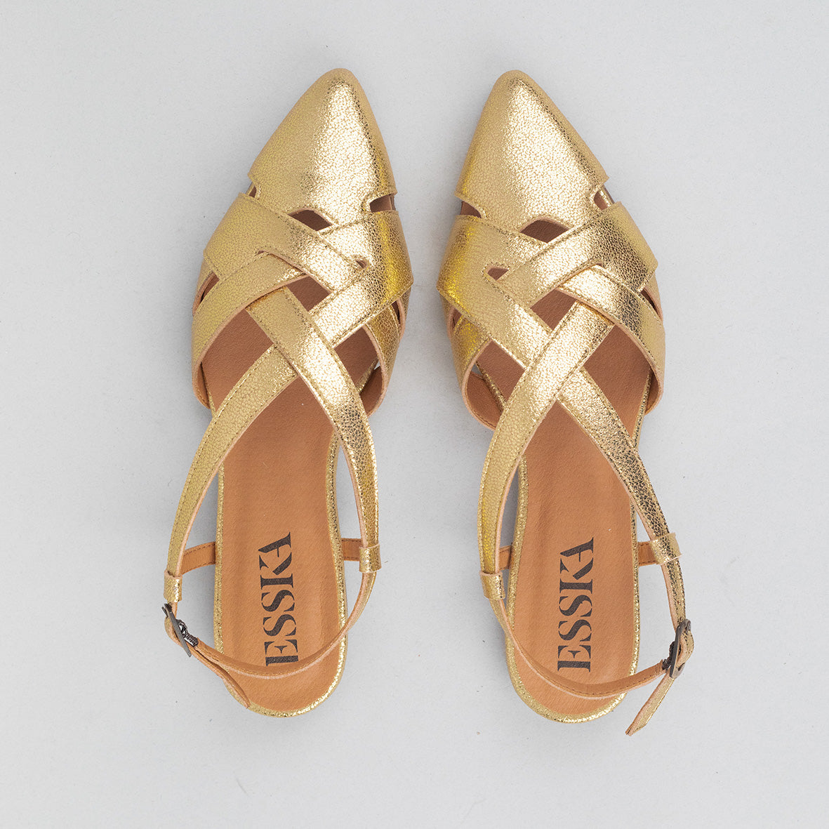 Heidi Vegan Gold Flat Shoe by Esska