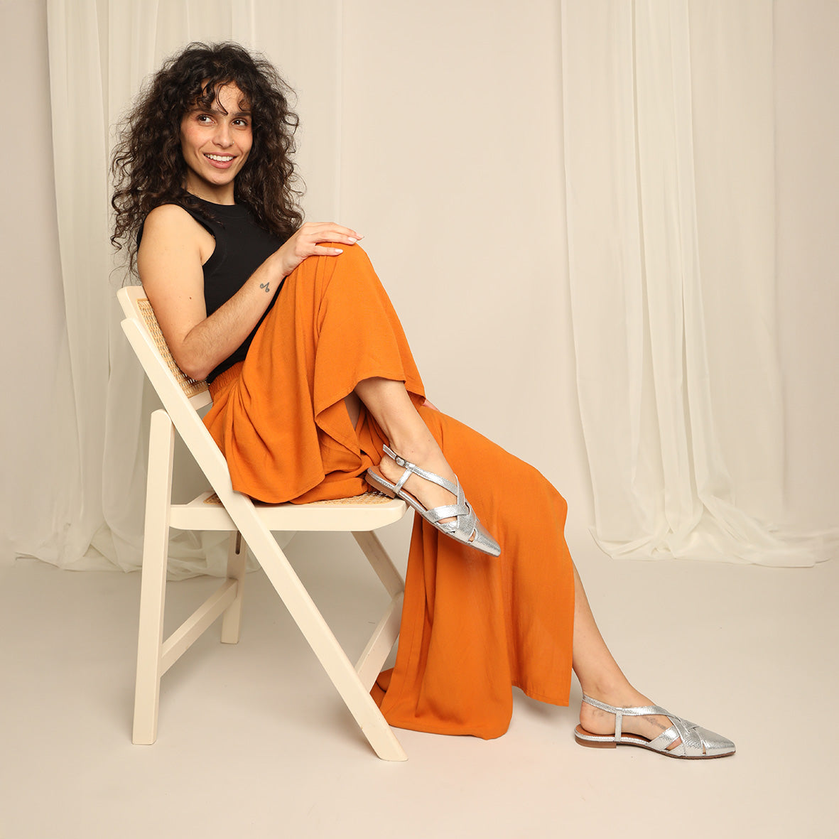 Heidi Silver Flat Shoe by Esska