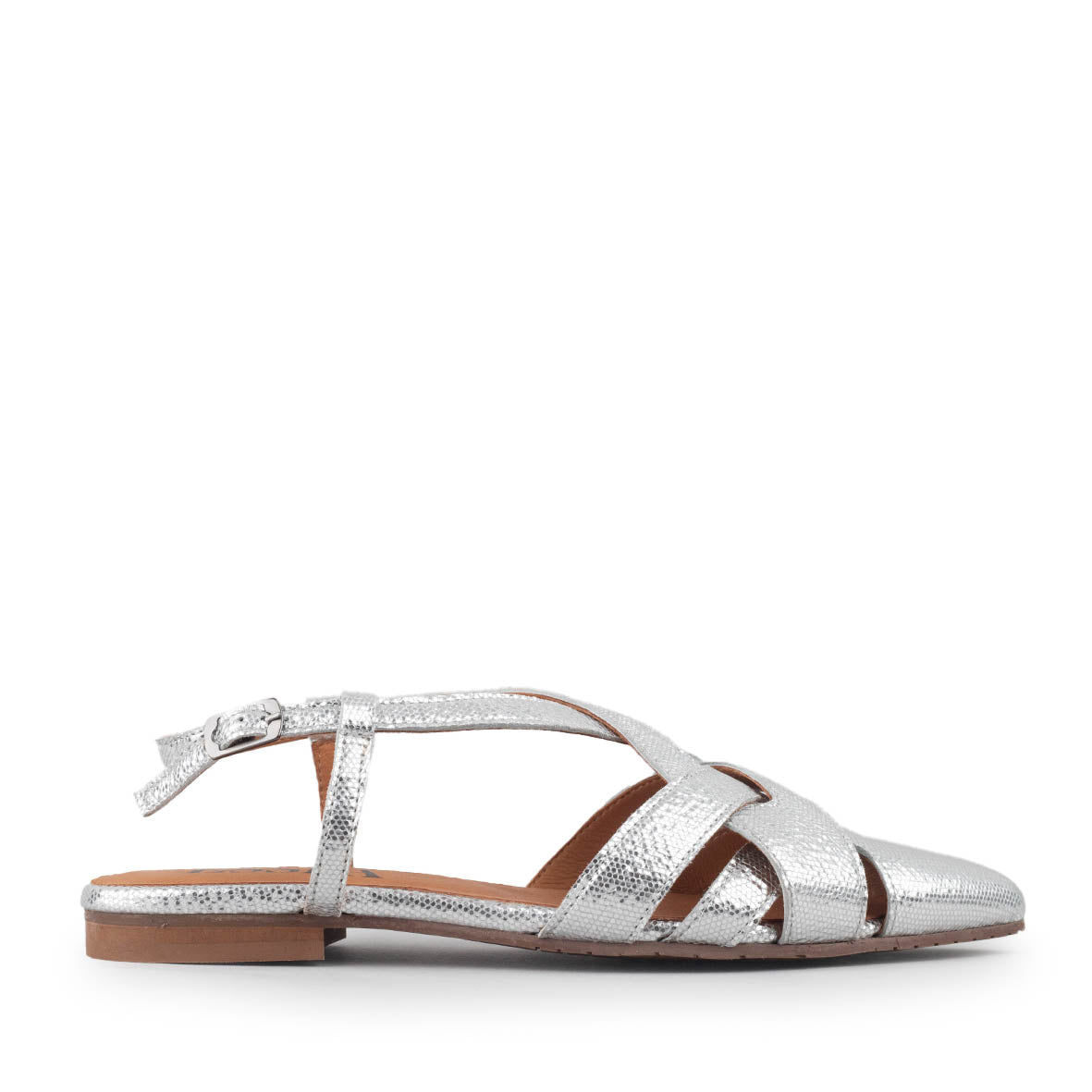 Heidi Silver Flat Shoe by Esska