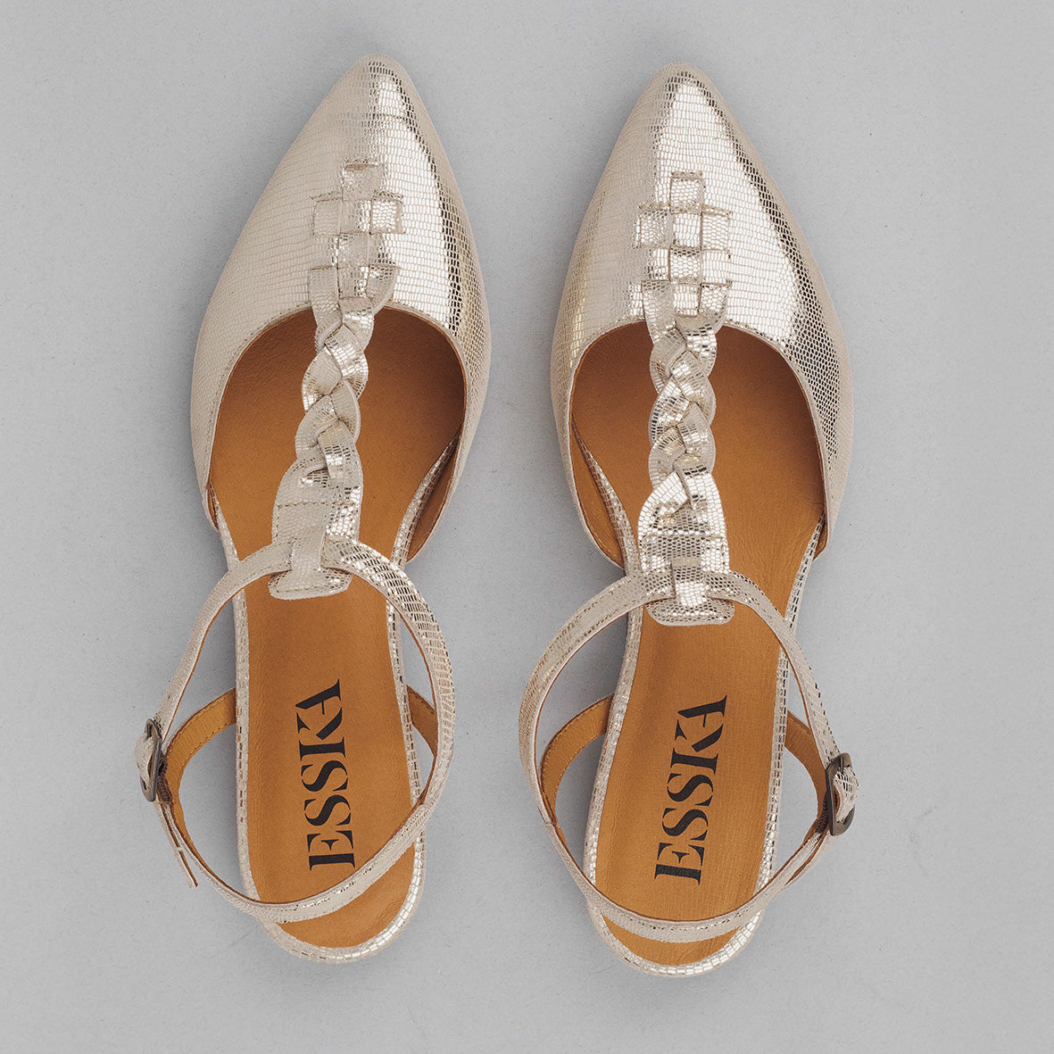 Helena Platinum Flat Shoe by Esska