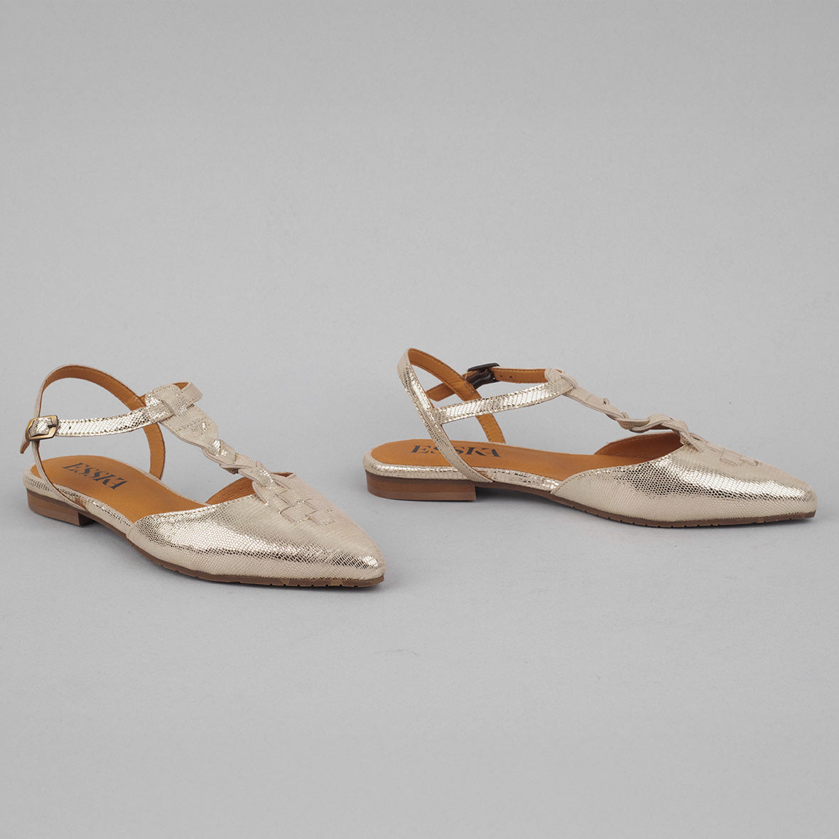 Helena Platinum Flat Shoe by Esska