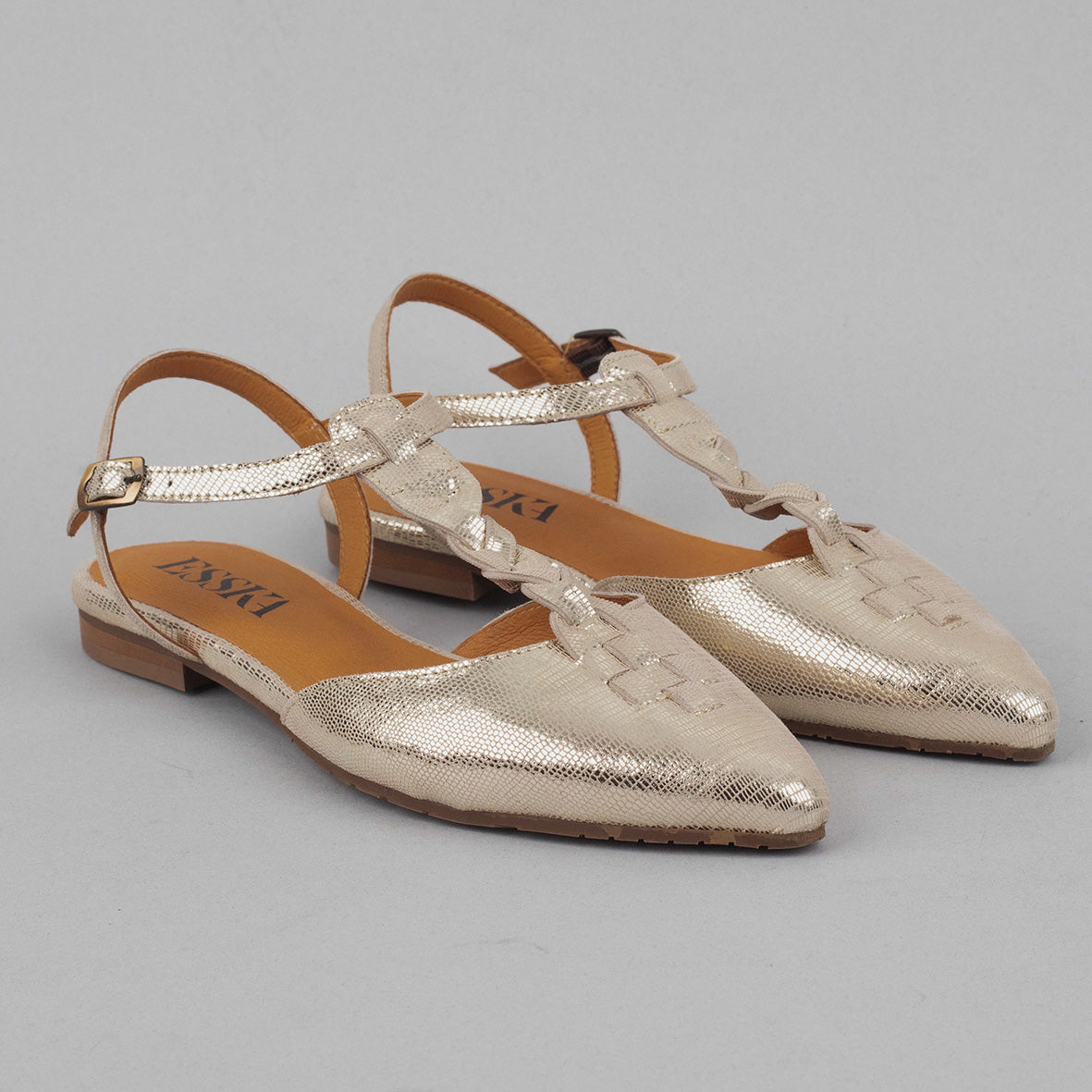 Helena Platinum Flat Shoe by Esska