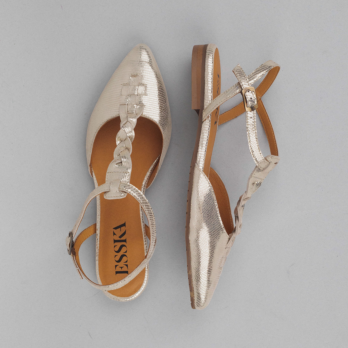 Helena Platinum Flat Shoe by Esska