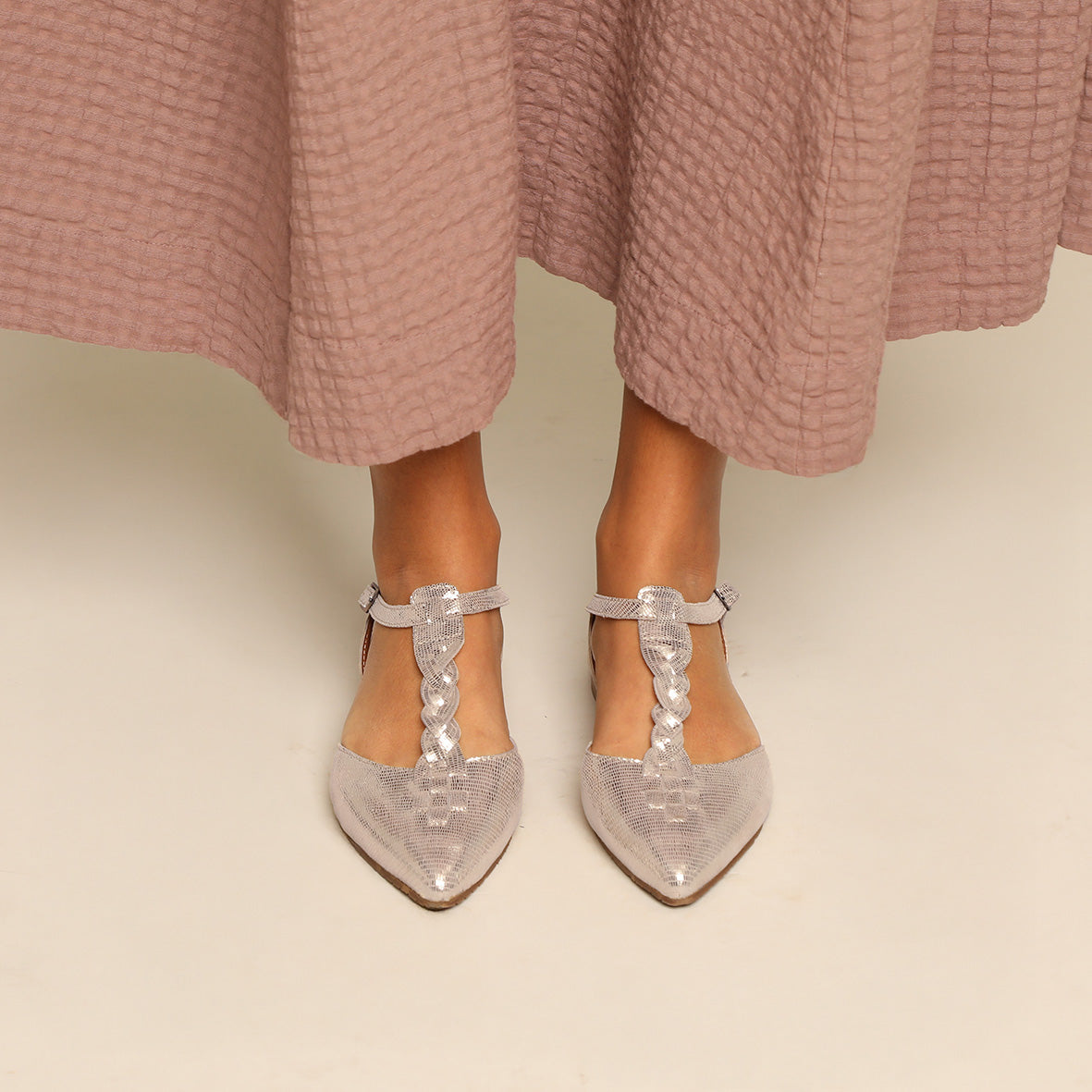 Helena Platinum Flat Shoe by Esska