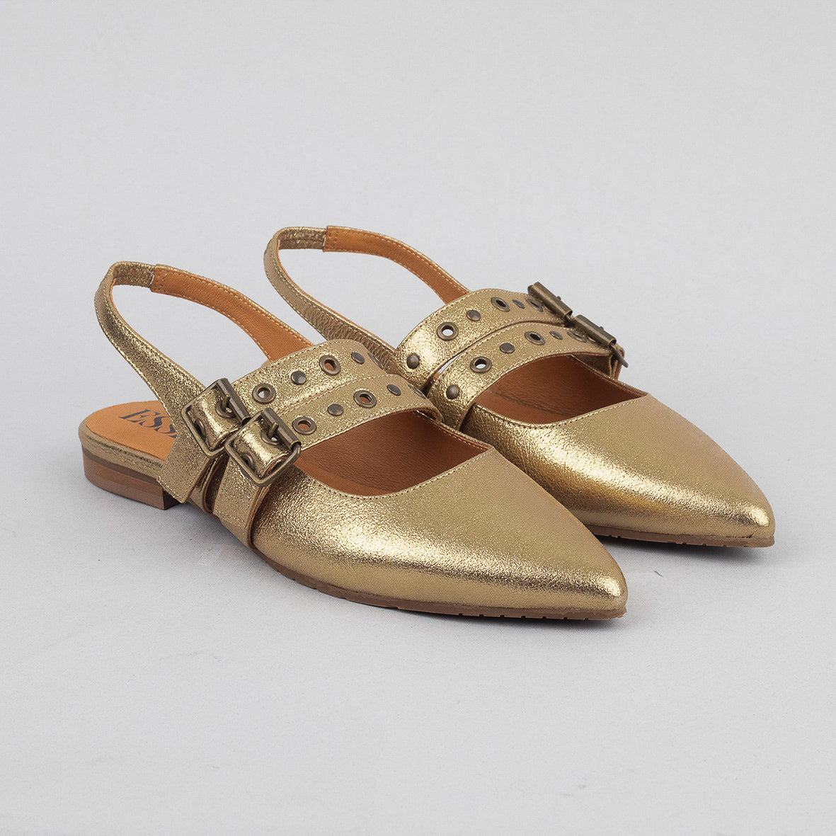 Hope WIDE Gold Dust Flat Shoe by Esska