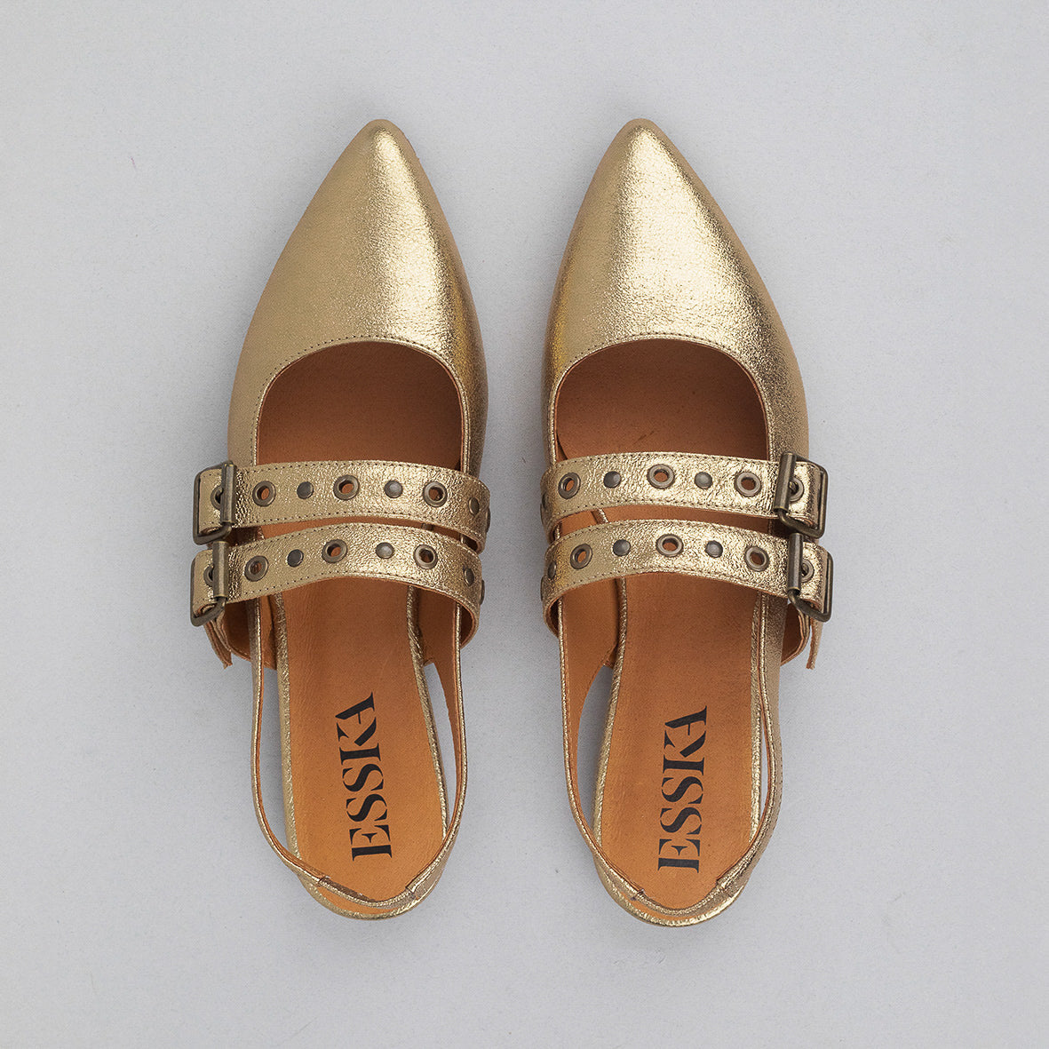 Hope WIDE Gold Dust Flat Shoe by Esska