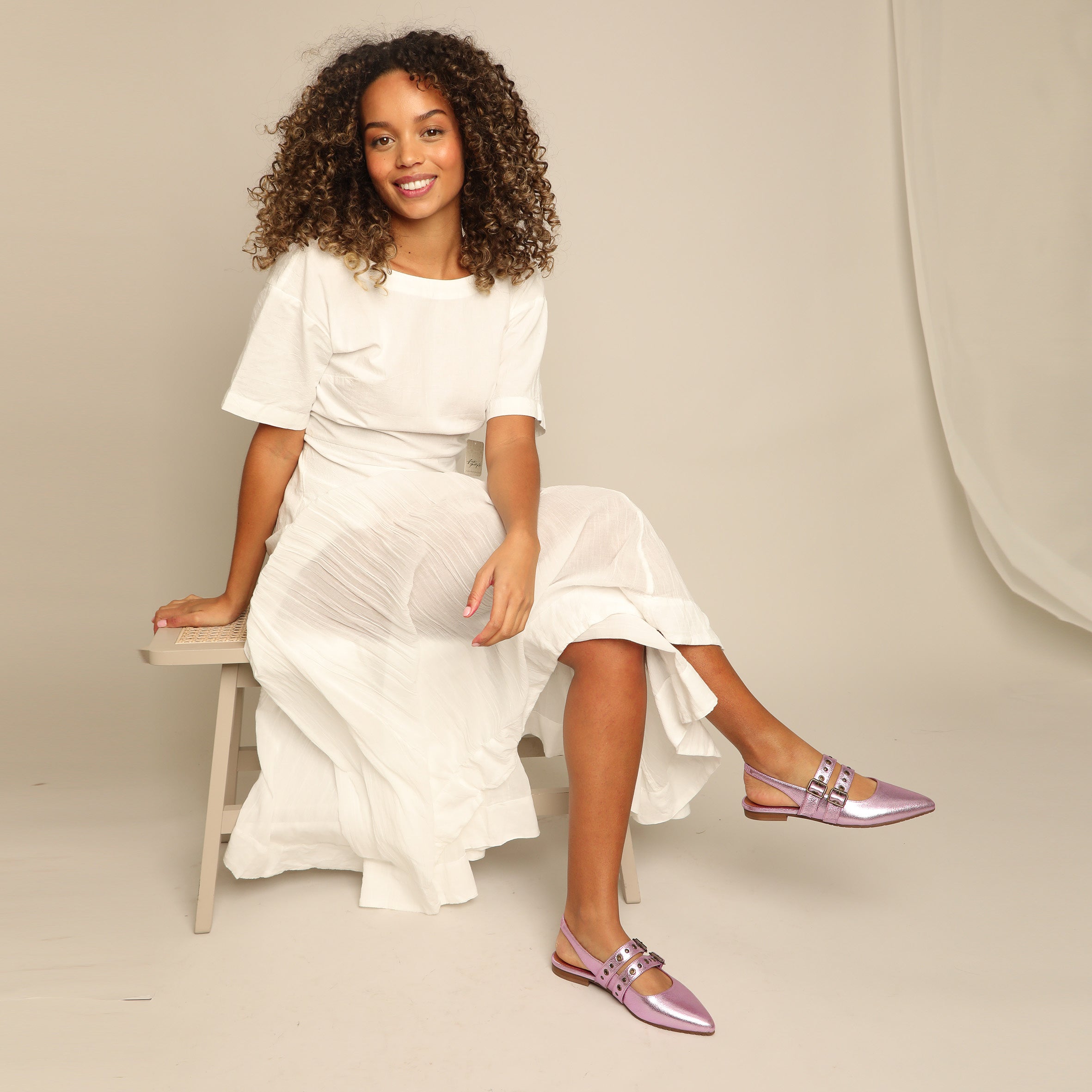 Hope Metallic Lilac Flat Shoe by Esska