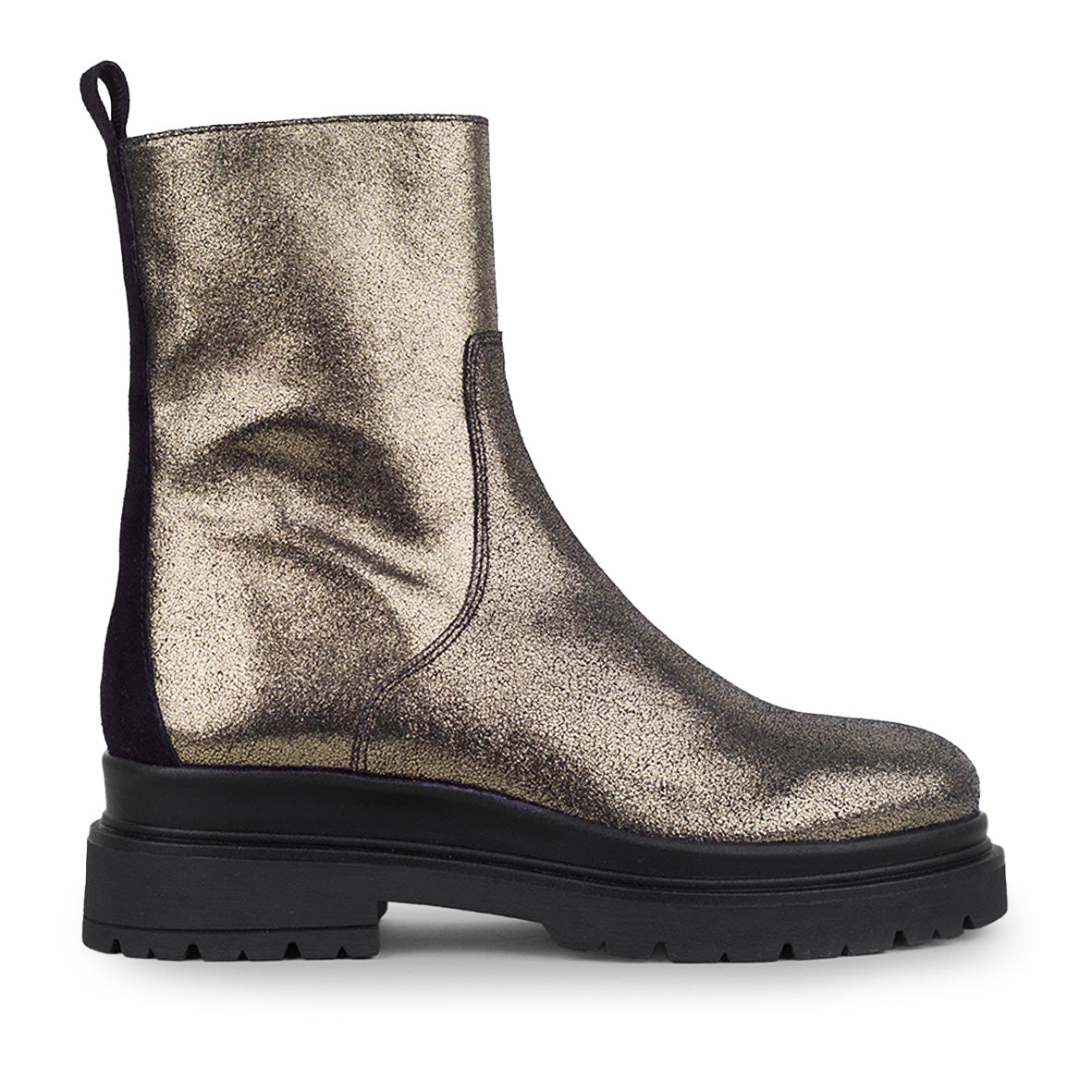 Hozier Metallic Iron Flat Boot by Esska