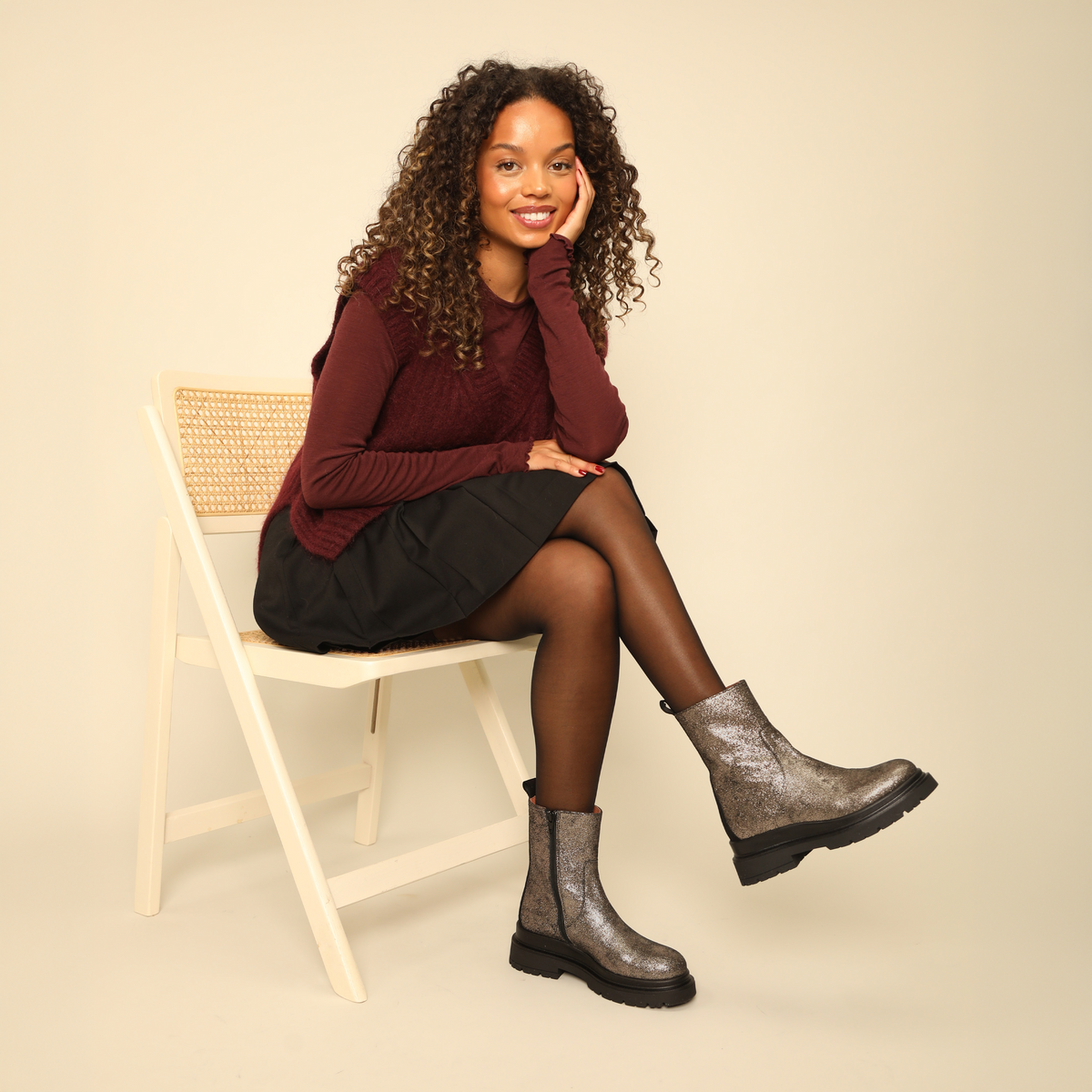 Hozier Metallic Iron Flat Boot by Esska