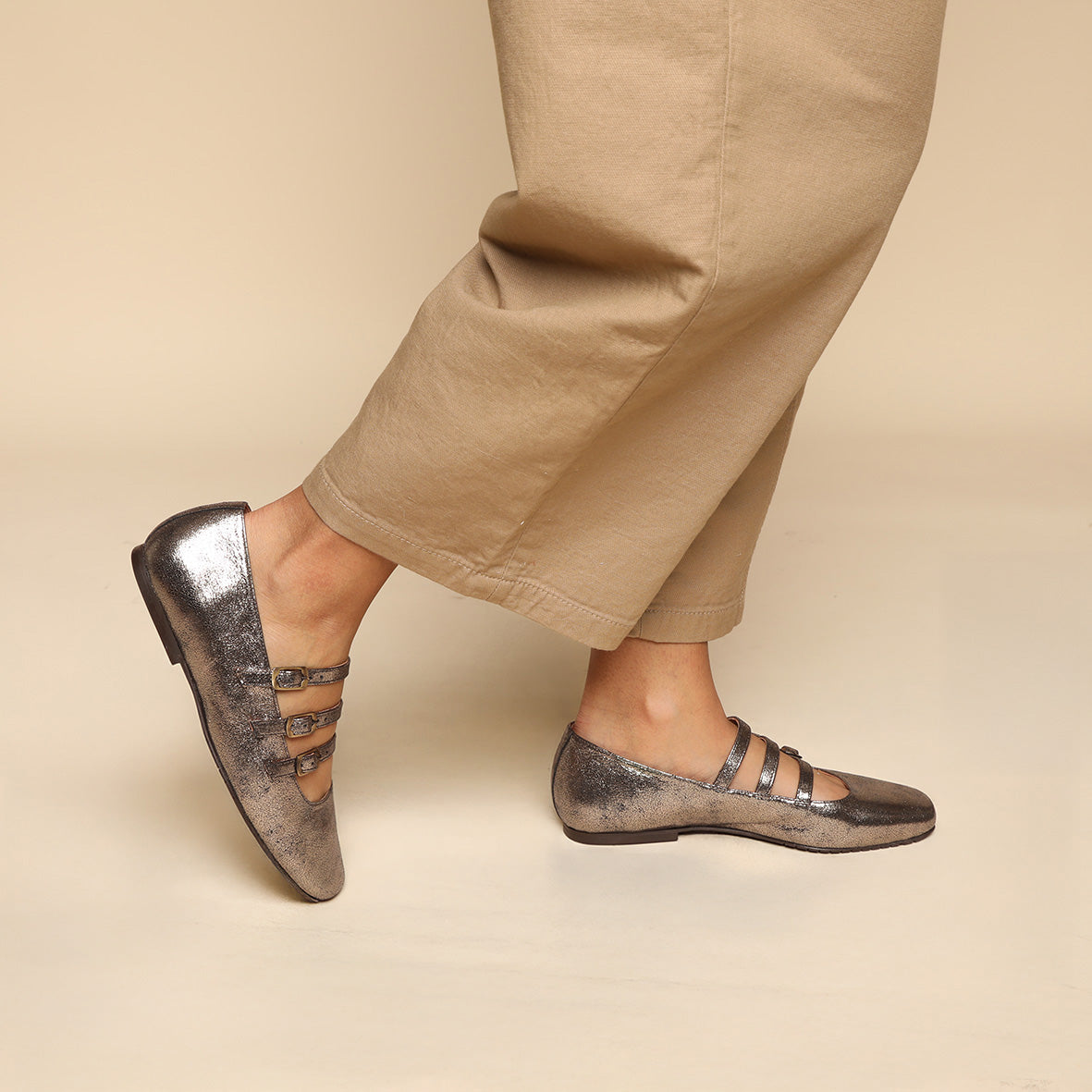 Ilo Metallic Iron Flat Shoe by Esska Shoes Ltd