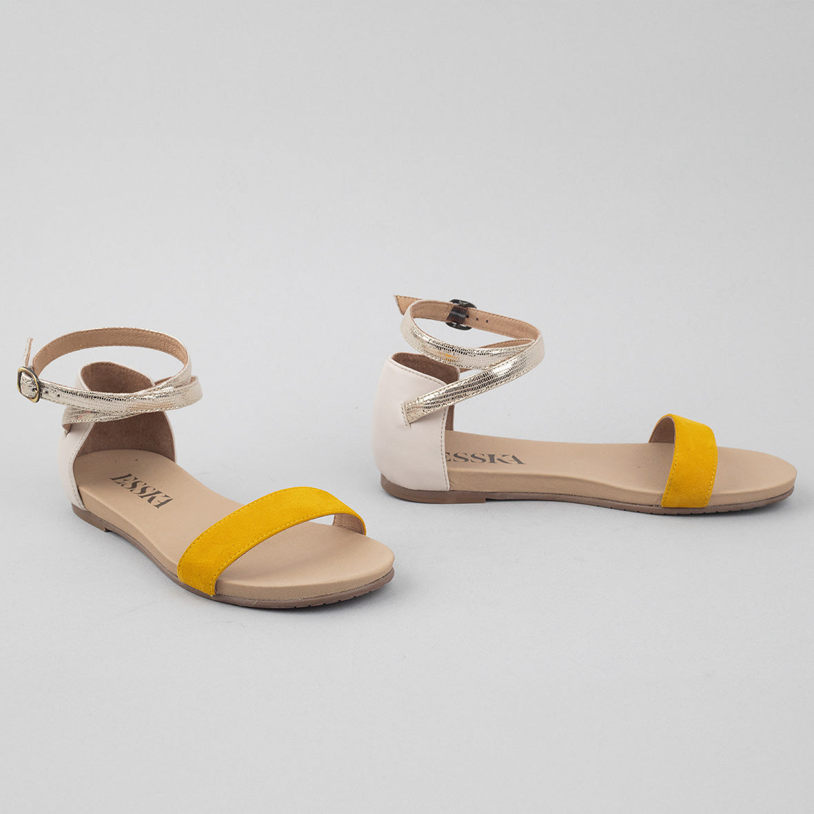 India Mustard Flat Sandal by Esska