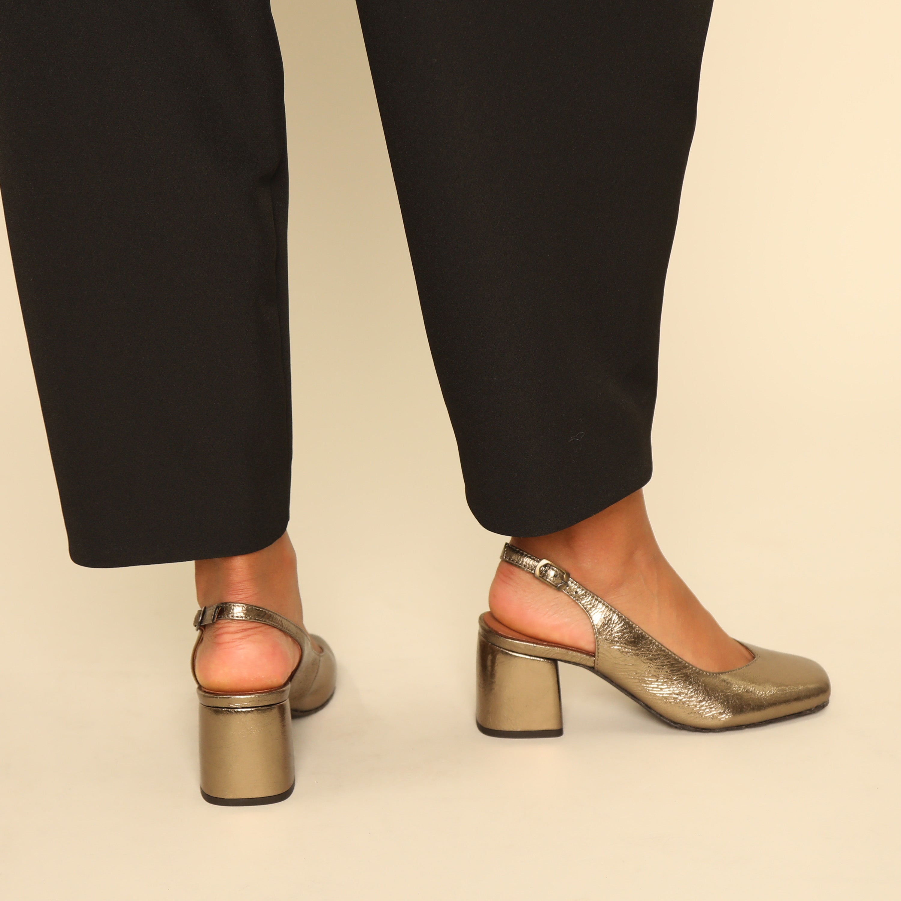 Jemima WIDE Metallic Smoke Mid Shoe by Esska