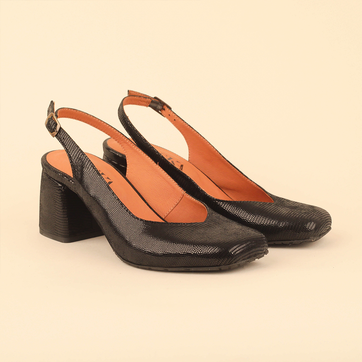 Jemima Metallic Black Mid Shoe by Esska