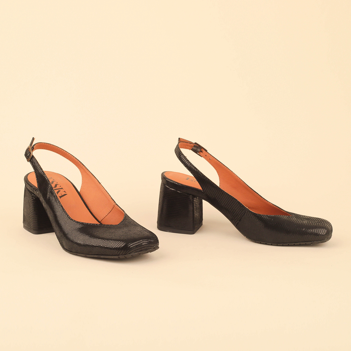Jemima Metallic Black Mid Shoe by Esska