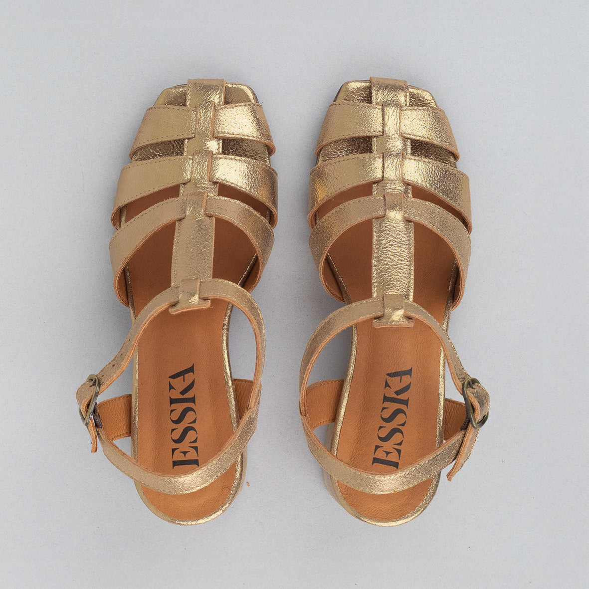Jenny WIDE Gold Dust Mid Sandal by Esska
