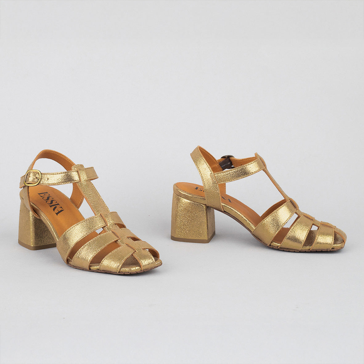 Jenny WIDE Gold Dust Mid Sandal by Esska