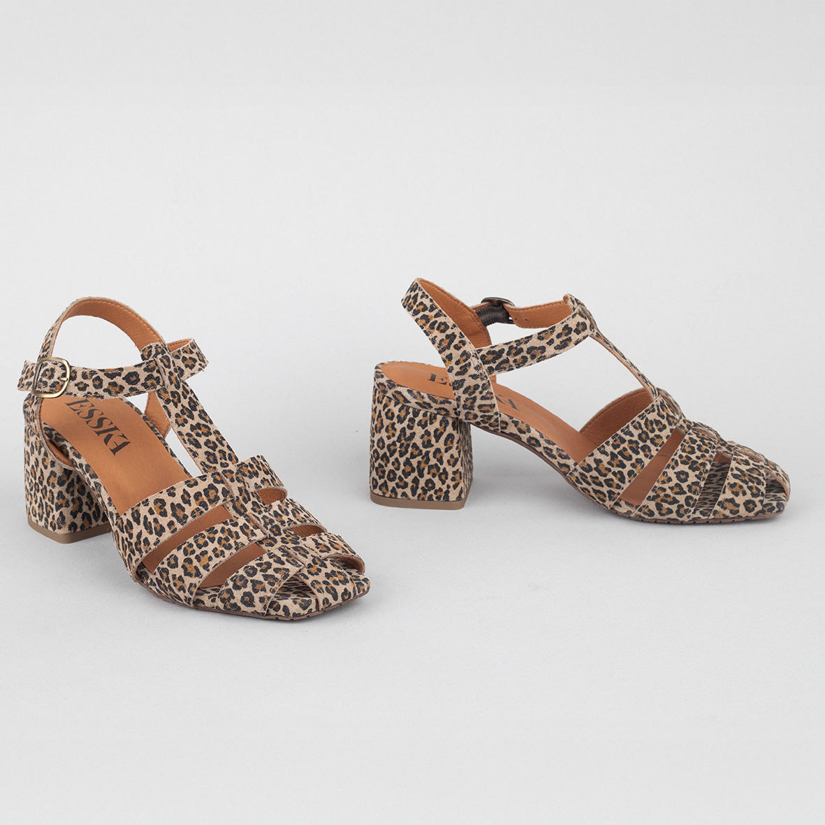 Jenny Leopard Mid Sandal by Esska