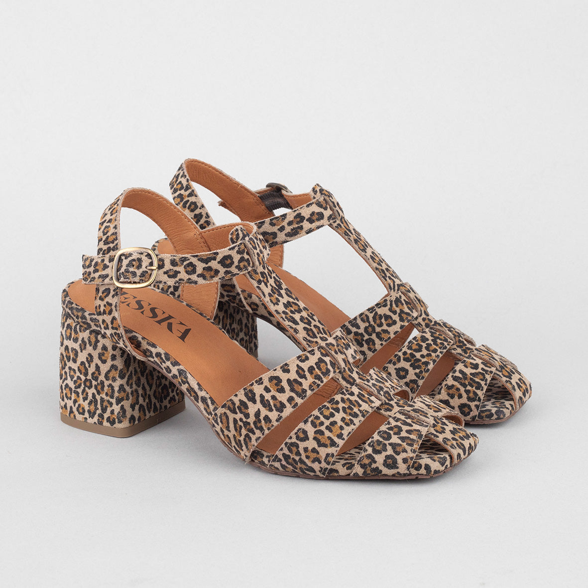 Jenny Leopard Mid Sandal by Esska
