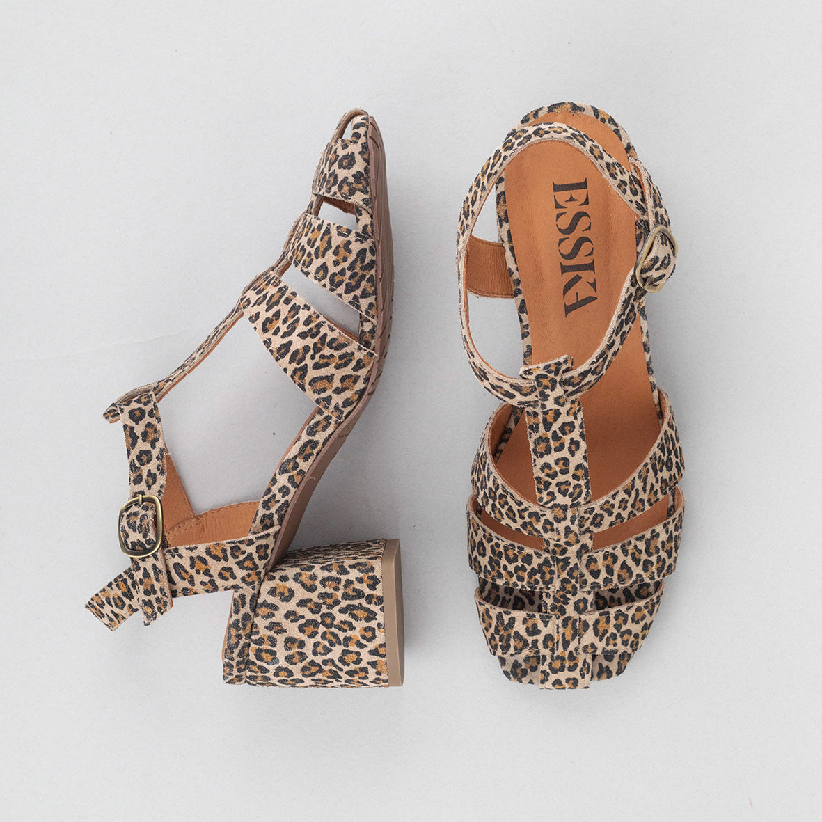 Jenny Leopard Mid Sandal by Esska