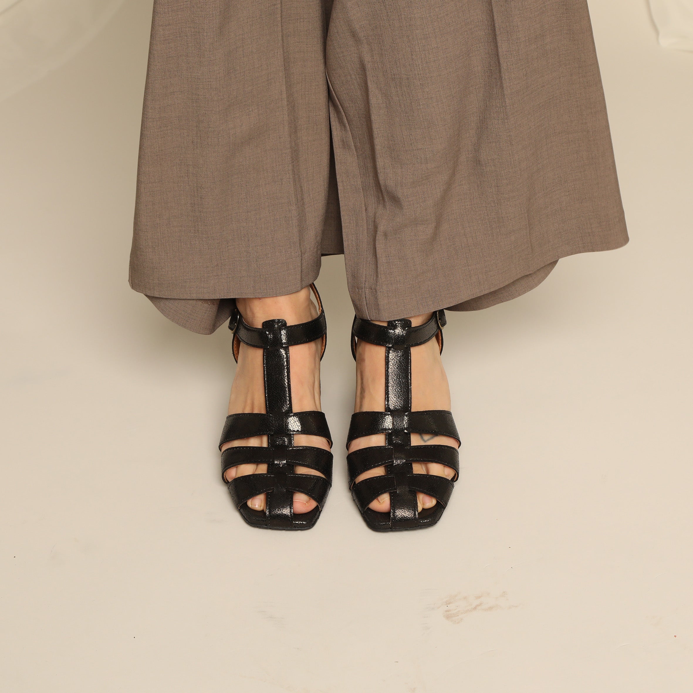 Jenny Vegan Black Mid Sandal by Esska