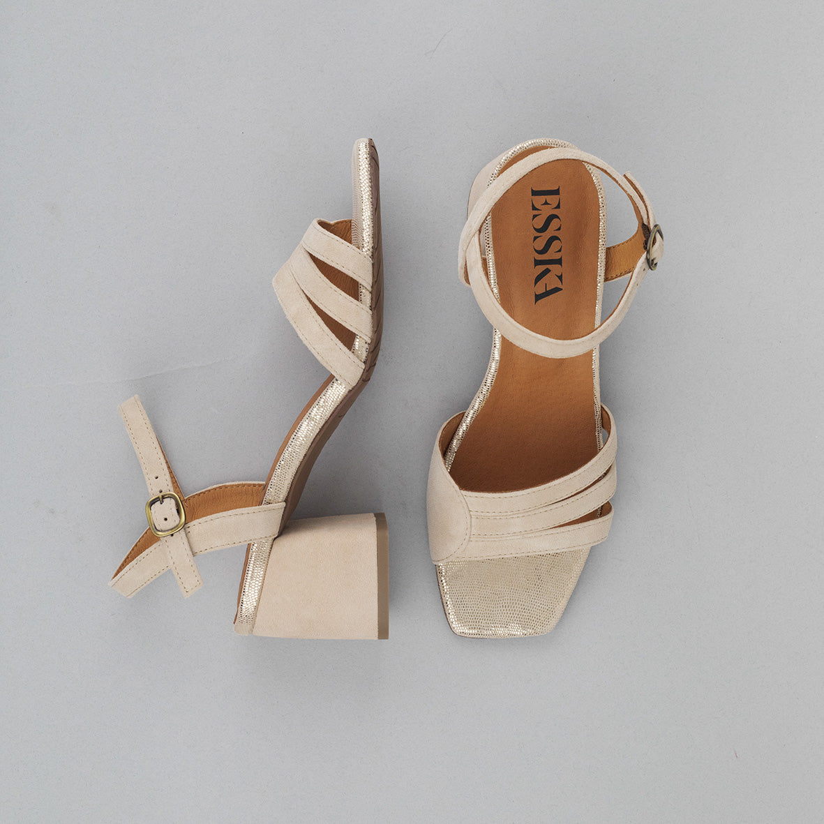 Joanne WIDE Stone Mid Sandal by Esska