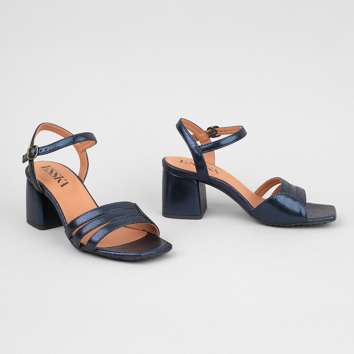 Joanne Vegan Metallic Navy Mid Sandal by Esska