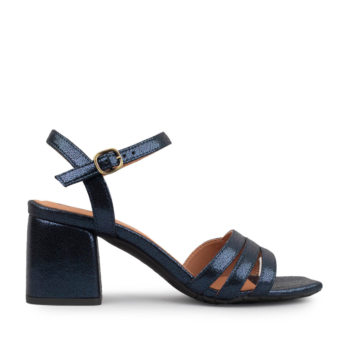 Joanne Vegan Metallic Navy Mid Sandal by Esska
