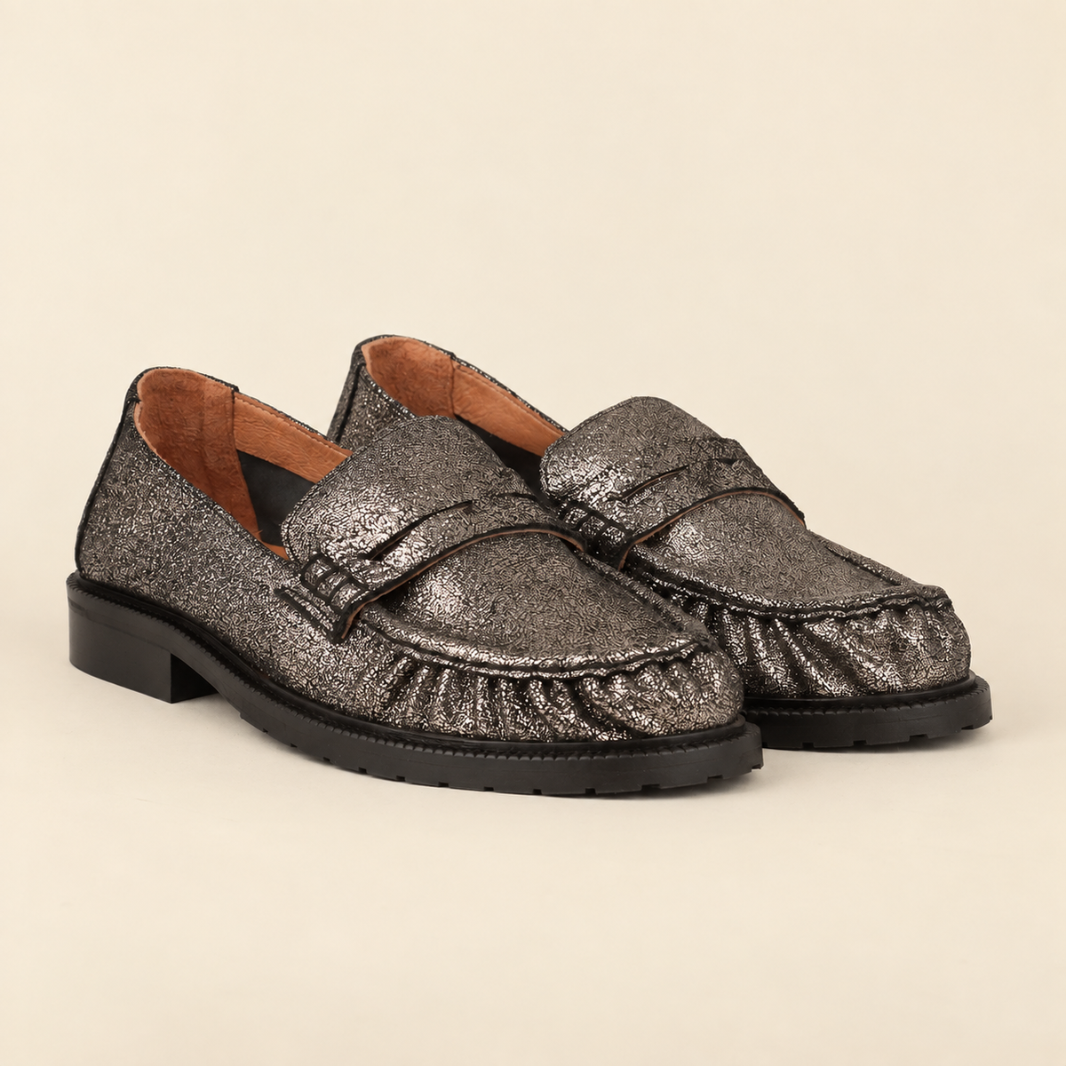 Katherine WIDE Metallic Iron Flat Shoe by Esska