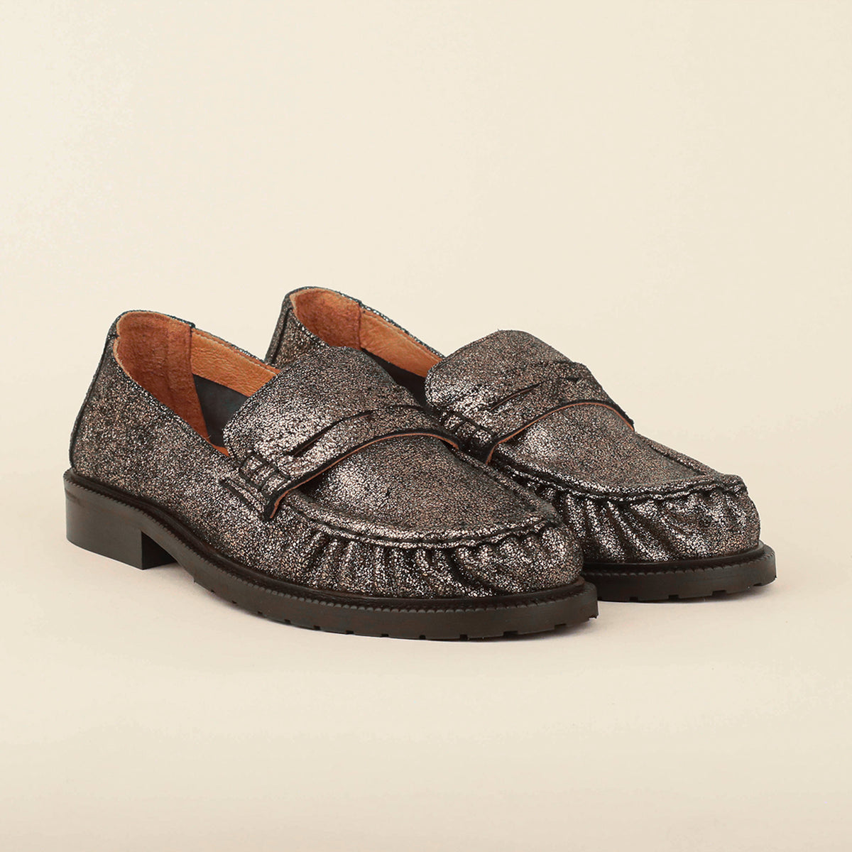 Katherine Metallic Iron Flat Shoe by Esska